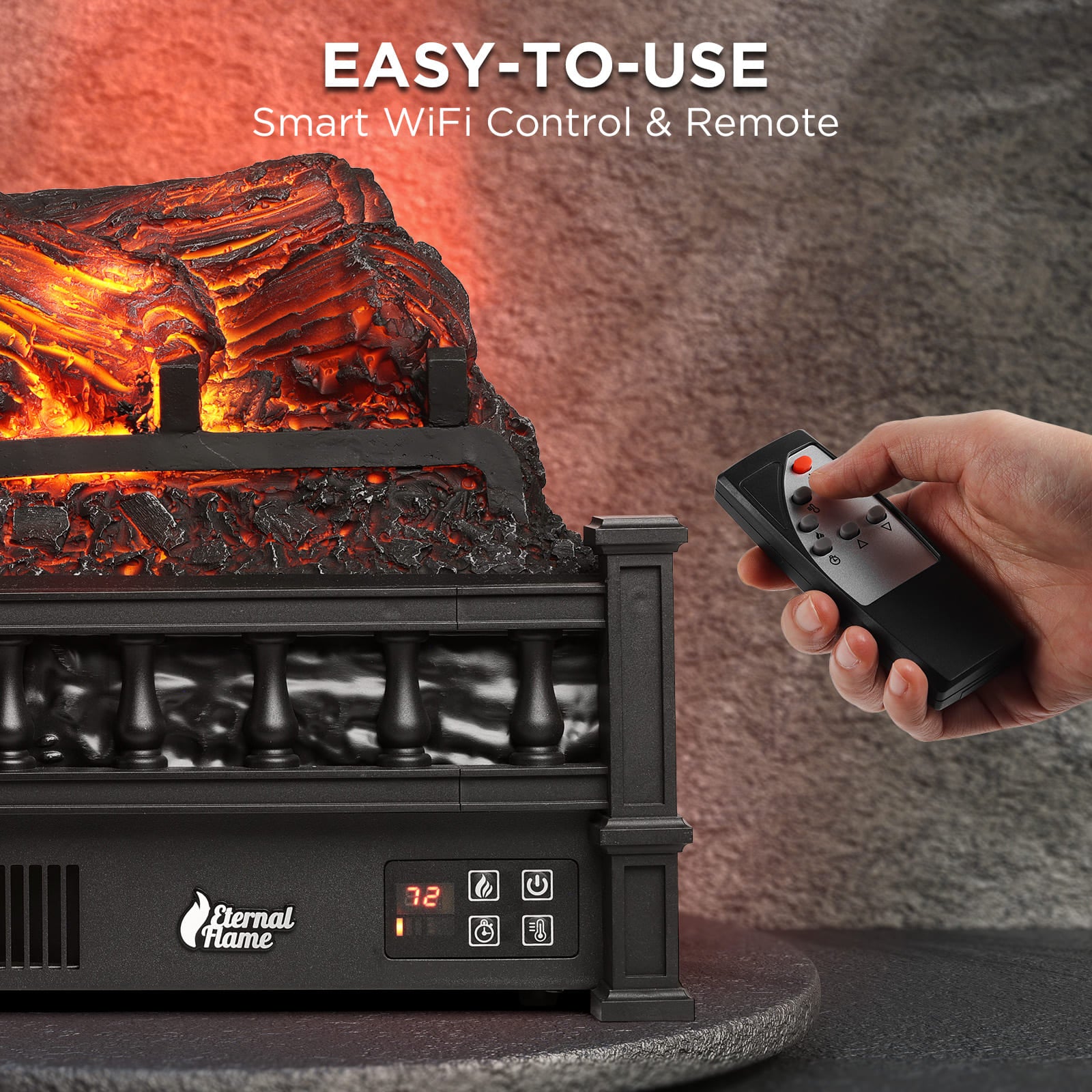 Open Box Eternal Flame EF23 PB Electric Fireplace Logs - Realistic Wood Burning Effect for Home, Office & Patio Heating