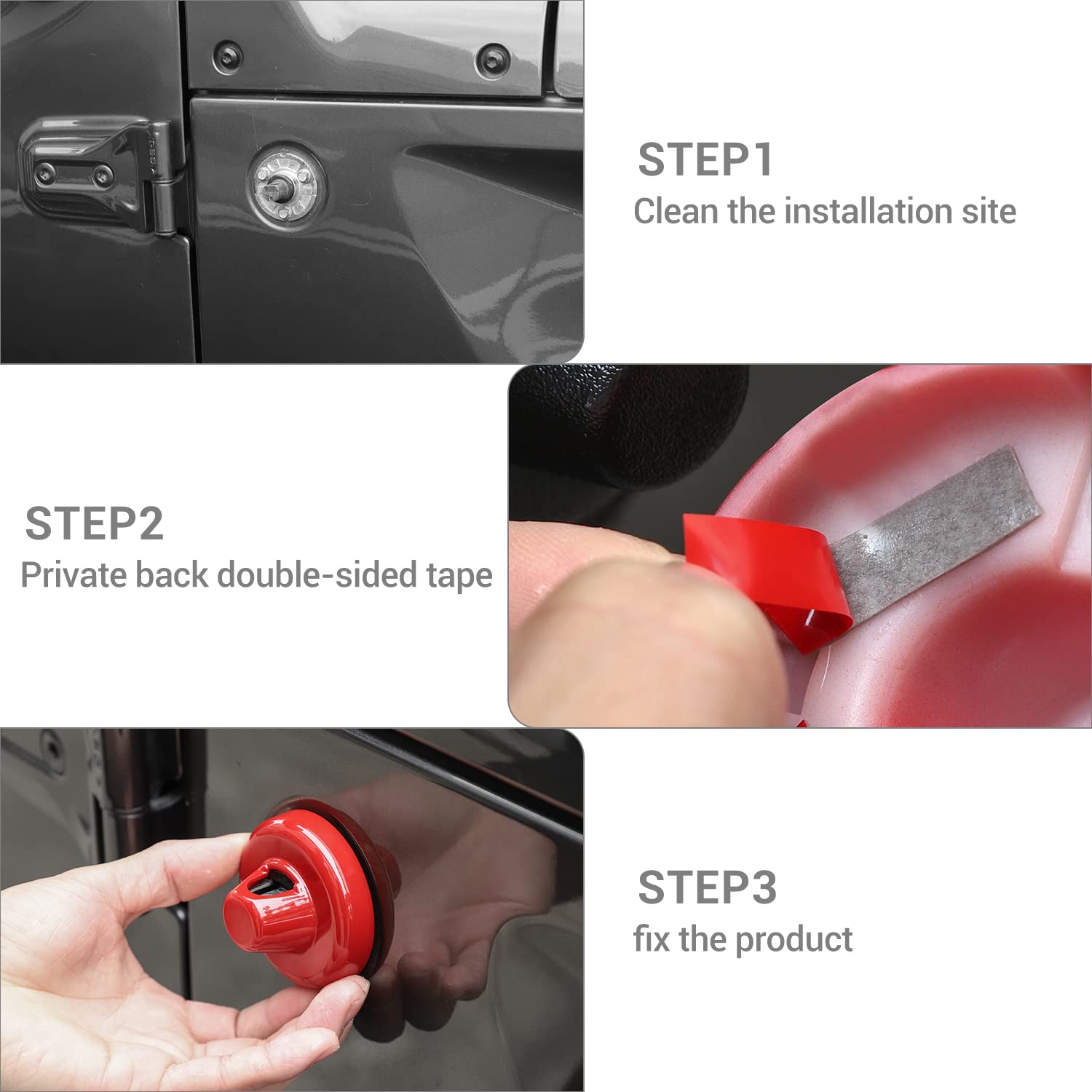 Jeep Wrangler Radio Antenna Base Cover - Red Exterior Accessory Compatible with 2007-2023 JK JKU JL JLU & Gladiator JT 2020-2023 - Durable Decorative Trim for Off-Road Protection & Style