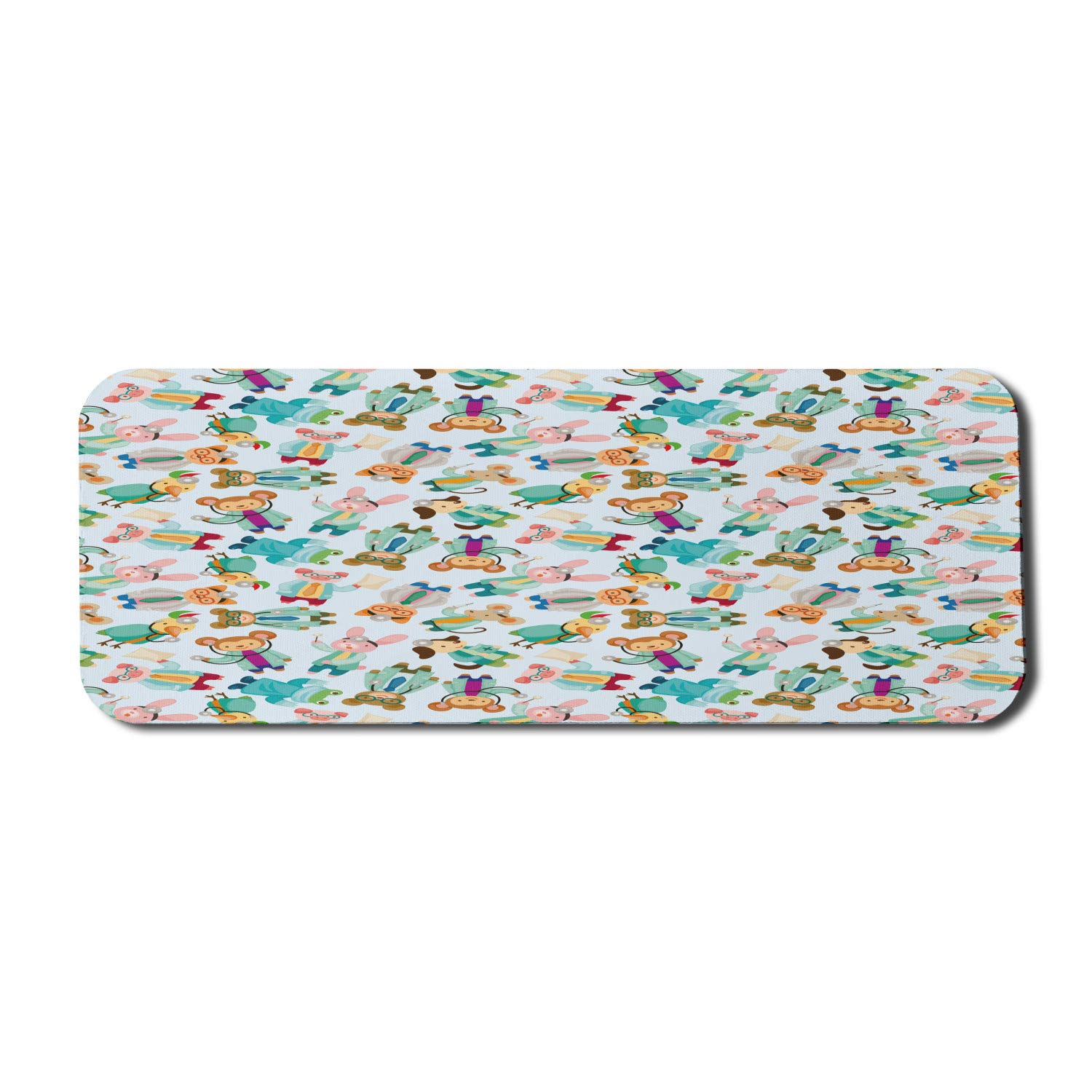 Ambesonne Cartoon Computer Mouse Pad - Whimsical Humanized Animals with Glasses as Doctors Print, Non-Slip Rubber Gaming Mousepad (31