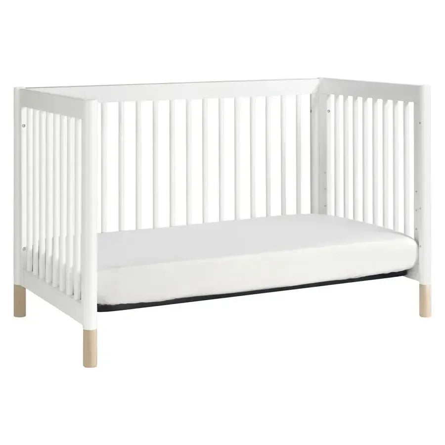 Babyletto Gelato 4-in-1 Convertible Crib - White with Washed Natural Feet | Modern Nursery Furniture for Newborn to Toddler | Perfect for Small Spaces & Gender-Neutral Nursery Decor