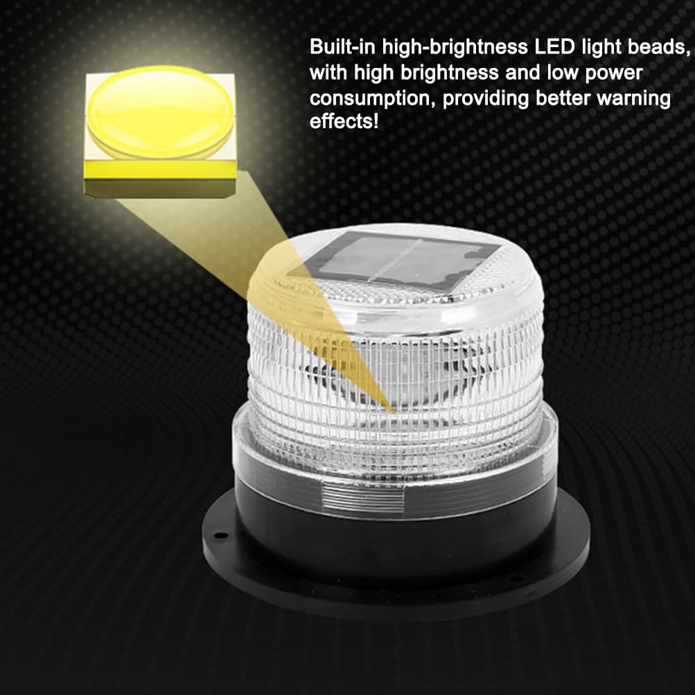 **Aolyty Solar Strobe Warning Light - Super Bright LED Safety Flashing Light with Strong Magnetic Base, Waterproof for Construction, Traffic, Factory, Crane Tower & Dock (Red & Blue) - Ideal for Emergency, Roadside, Hazard Zones & Night Visibility**