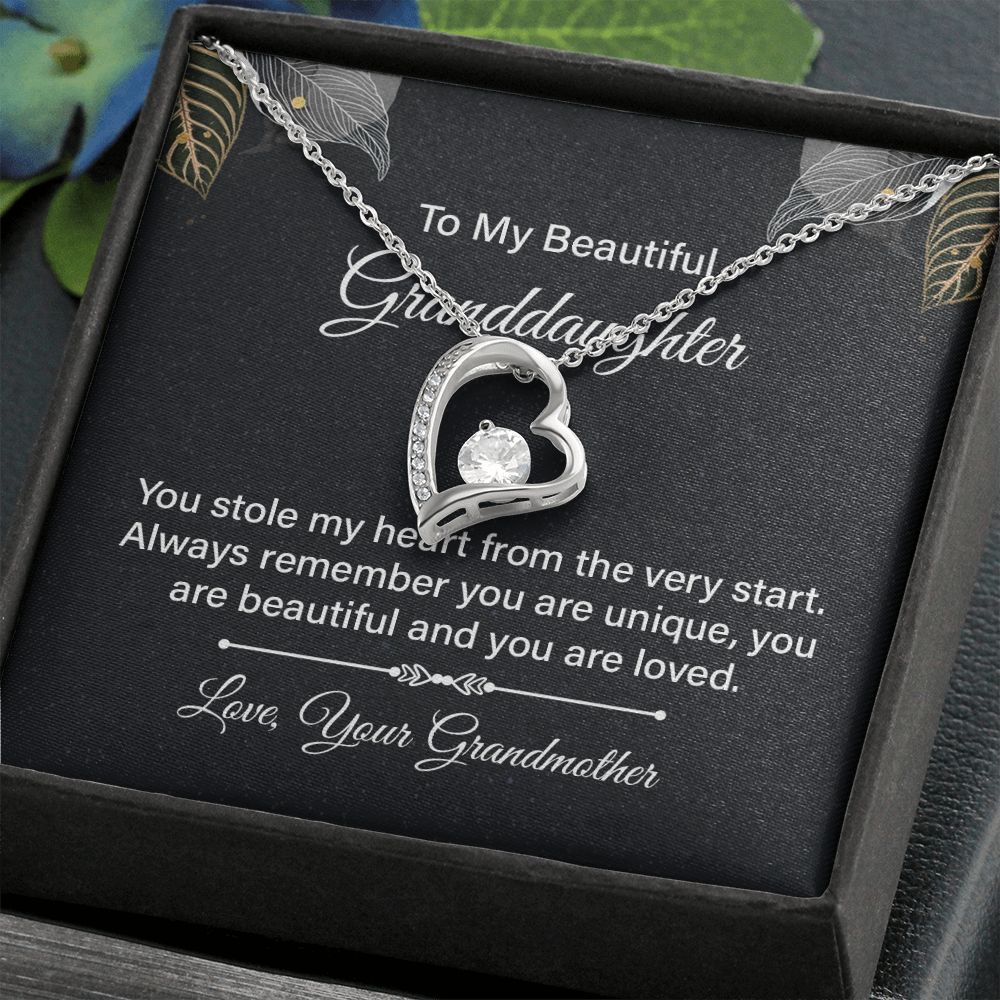 Heart Necklace Gift for Granddaughter - Elegant Jewelry from Grandma | Perfect for Birthdays, Graduation & Special Occasions