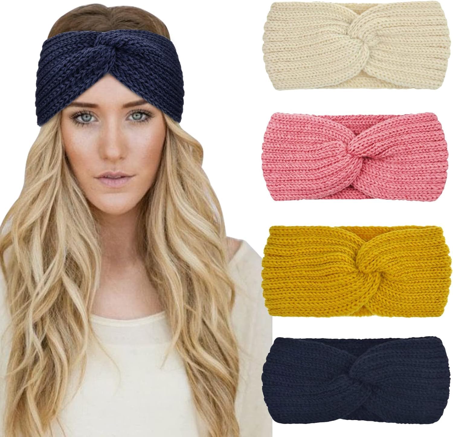 Unisex Winter Headband - Soft Fleece Knitted Woolen Warm Head Wrap for Men & Women | Stretchy Acrylic Skull Cap Ear Warmer Earmuffs Hair Accessory (Black) - Perfect for Skiing, Snowboarding & Outdoor Winter Activities