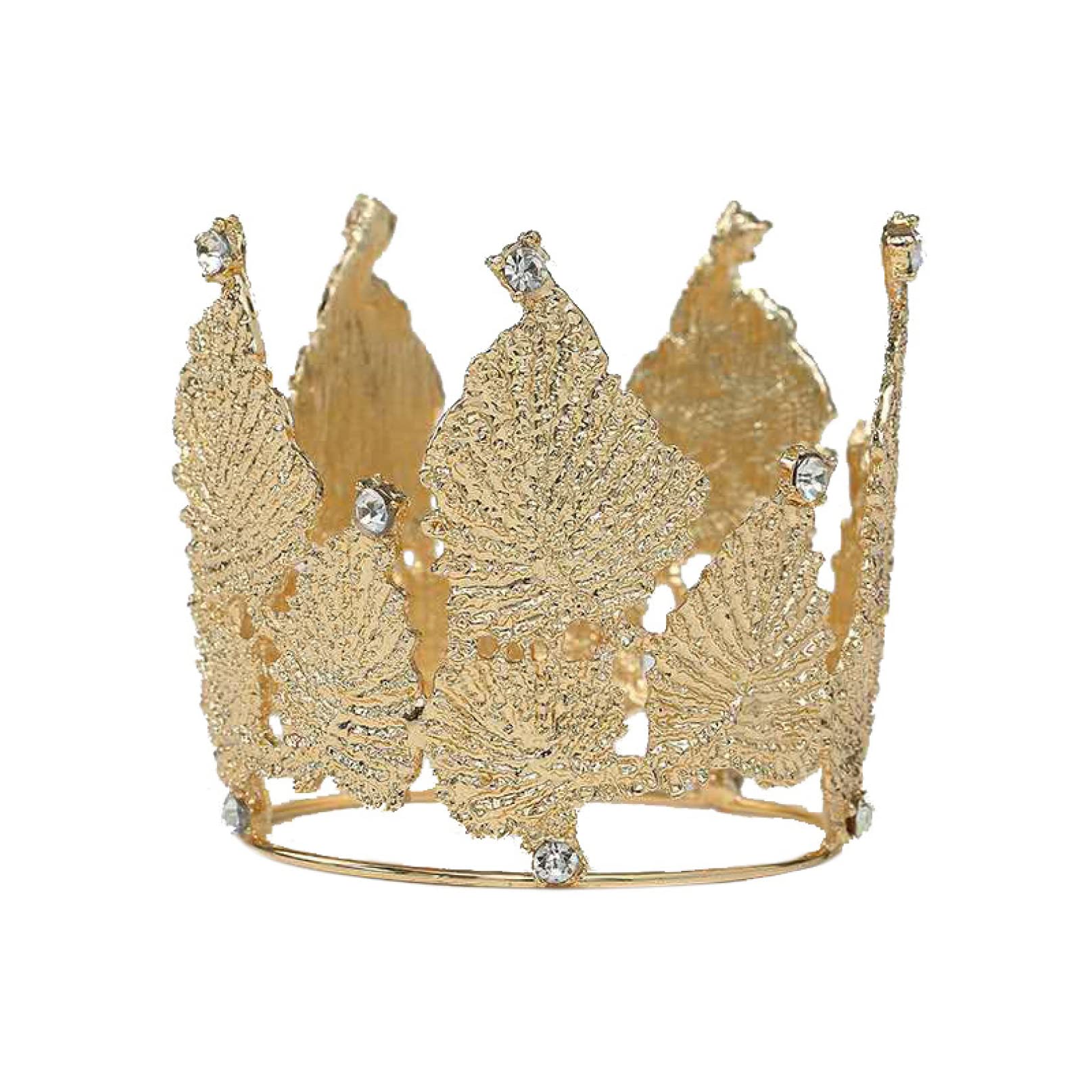 1PCS Elegant Leaf Design Crown Cake Topper with Rhinestones - Perfect for Birthday Parties, Wedding Cakes & Special Occasion Decorations | Beautiful Cake Ornament for Anniversary, Bridal Shower & Celebration Cakes