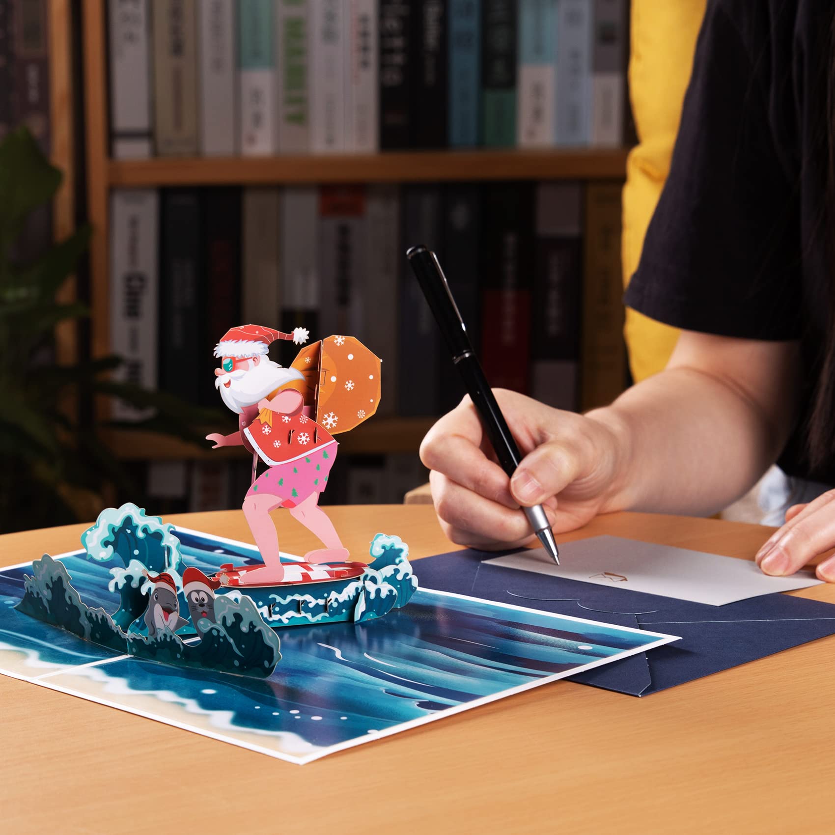 Magic Ants 3D Pop Up Christmas Card - Funny Holiday Greeting Card for Birthday, New Year & Winter (Surfing Santa Design) | Perfect for Kids, Family & Friends Festive Celebrations