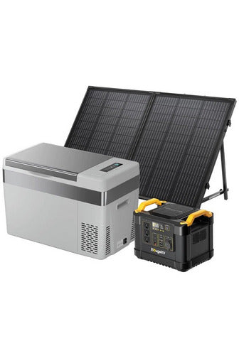 BougeRV 130W Solar Panel Kit with Portable Fridge - Off-Grid Power for Camping, RV, and Outdoor Adventures