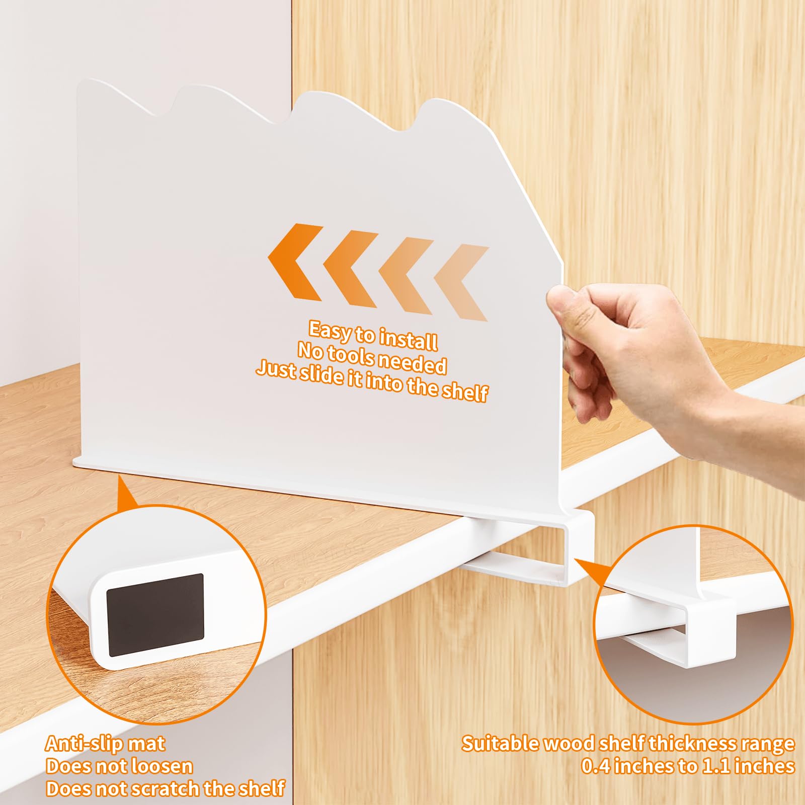 Yieach 6-Pack Acrylic Shelf Dividers for Closet Organization - 9.3