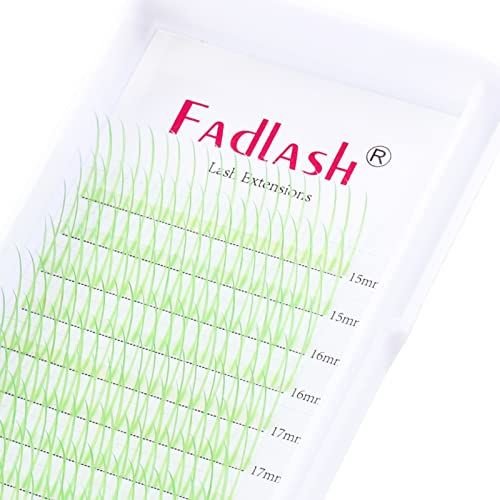 Colored Eyelash Extensions - D Curly Mixed Length Spike Lashes for Volume Fans | Soft Glitter Individual Fairy Lashes (Green-0.07D, 15-20mm) | Perfect for Party, Halloween & Special Occasion Makeup