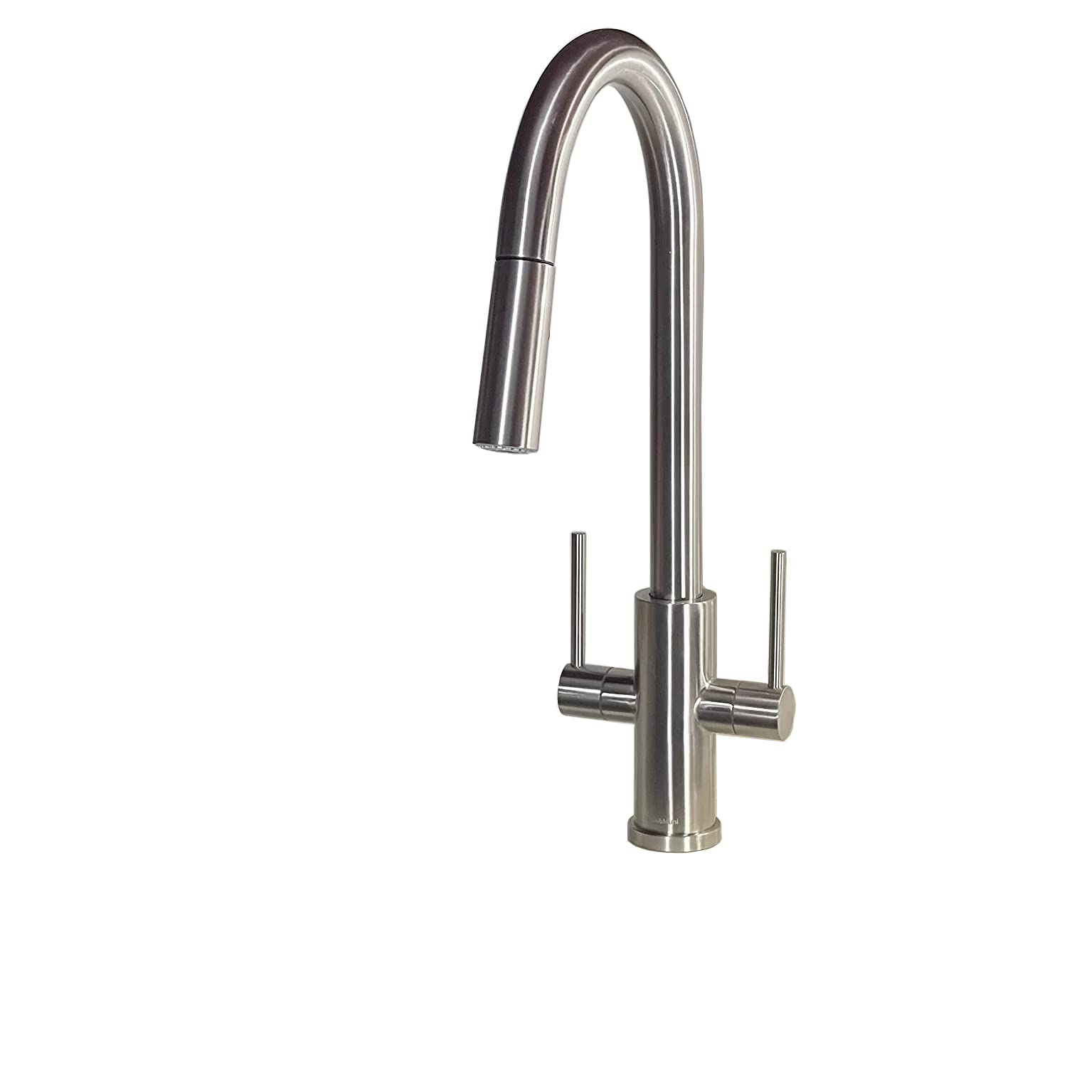 Brushed Nickel Kitchen Faucet with Pull Down Sprayer - 2 Handle High Arc Kitchen Sink Faucet for Modern Home & Restaurant Use