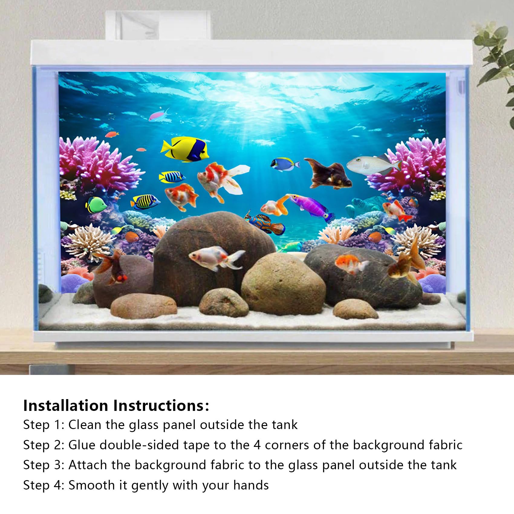 36x24 Inch Aquarium Background - Coral Seaweed Reef Rock Tropical Fish Underwater Scene for Fish Tanks, Reptile Terrariums & Bearded Dragon Habitats | Vibrant Underwater Sea World Backdrop for Home & Office Decor