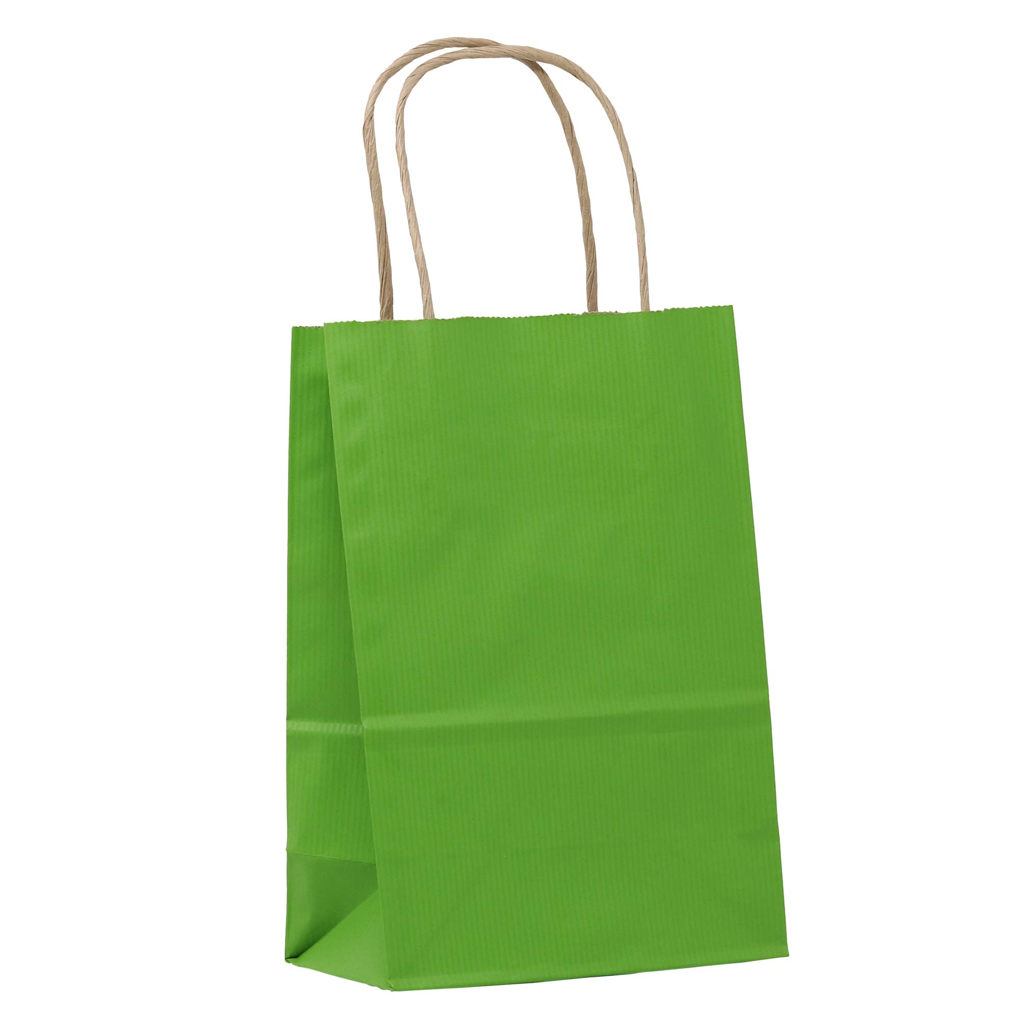 Eco-Friendly Kraft Paper Tote Bags - Apple Green Striped 5