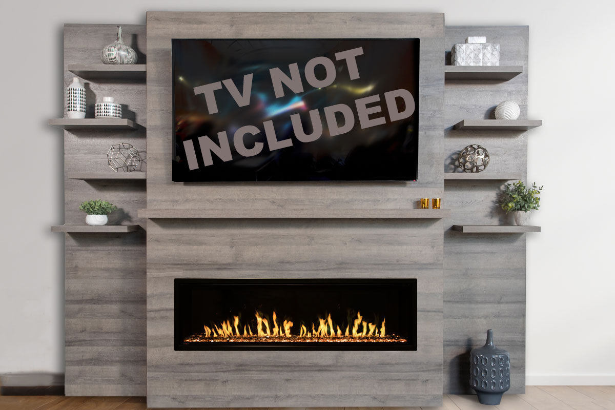 Modern Flames Allwood Fireplace Media Wall in Driftwood Gray - 60