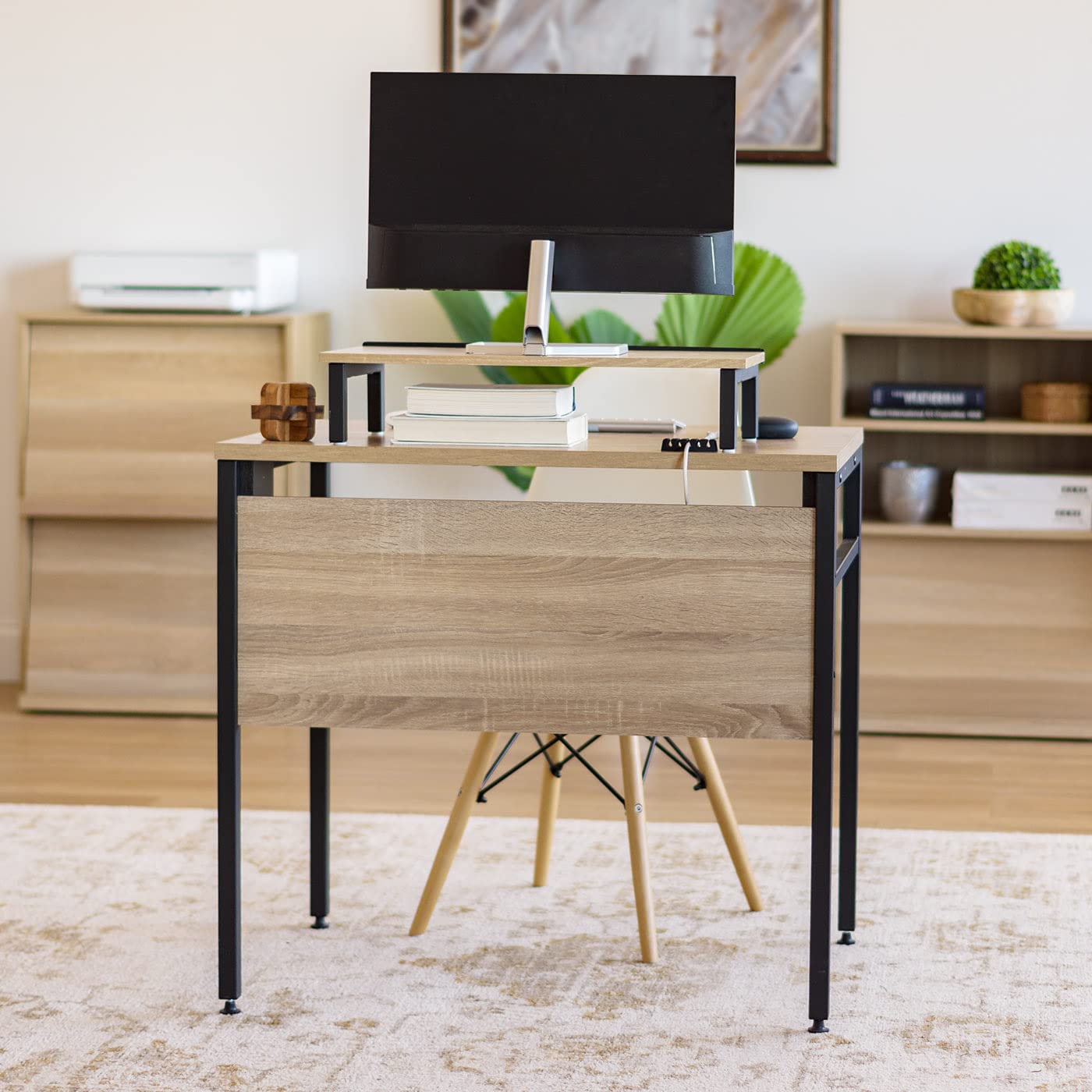 IRIS USA Office Computer Desk with Organizer, Monitor Stand & Cable Tray - Ergonomic Workstation for Home Office, Gaming & Study