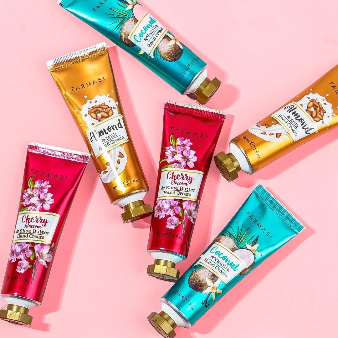 Farmasi Cherry Blossom & Shea Butter Hand Cream - 30ml/1 fl.oz. Moisturizing Hand Lotion for Dry Skin - Perfect for Office, Travel & Daily Hydration