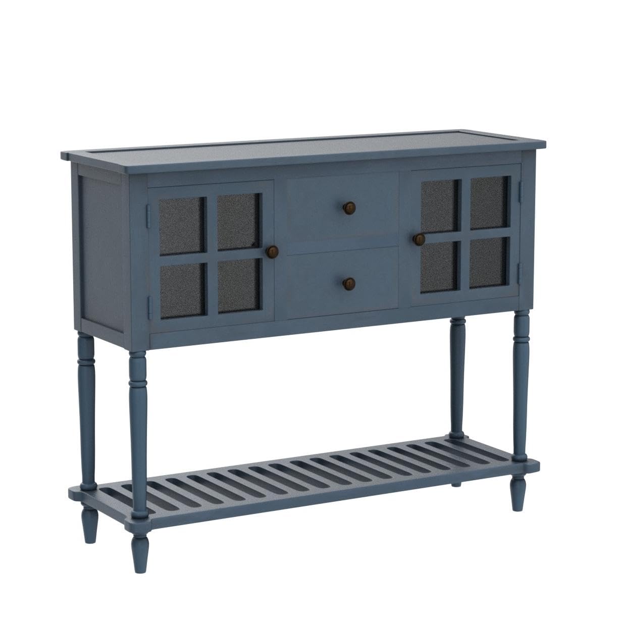 Baysitone Wood Console Sofa Table with Storage Drawers & Bottom Shelf - Buffet Sideboard Cabinet for Kitchen, Entryway, Living Room - Dark Navy - Perfect for Small Space Organization & Home Decor