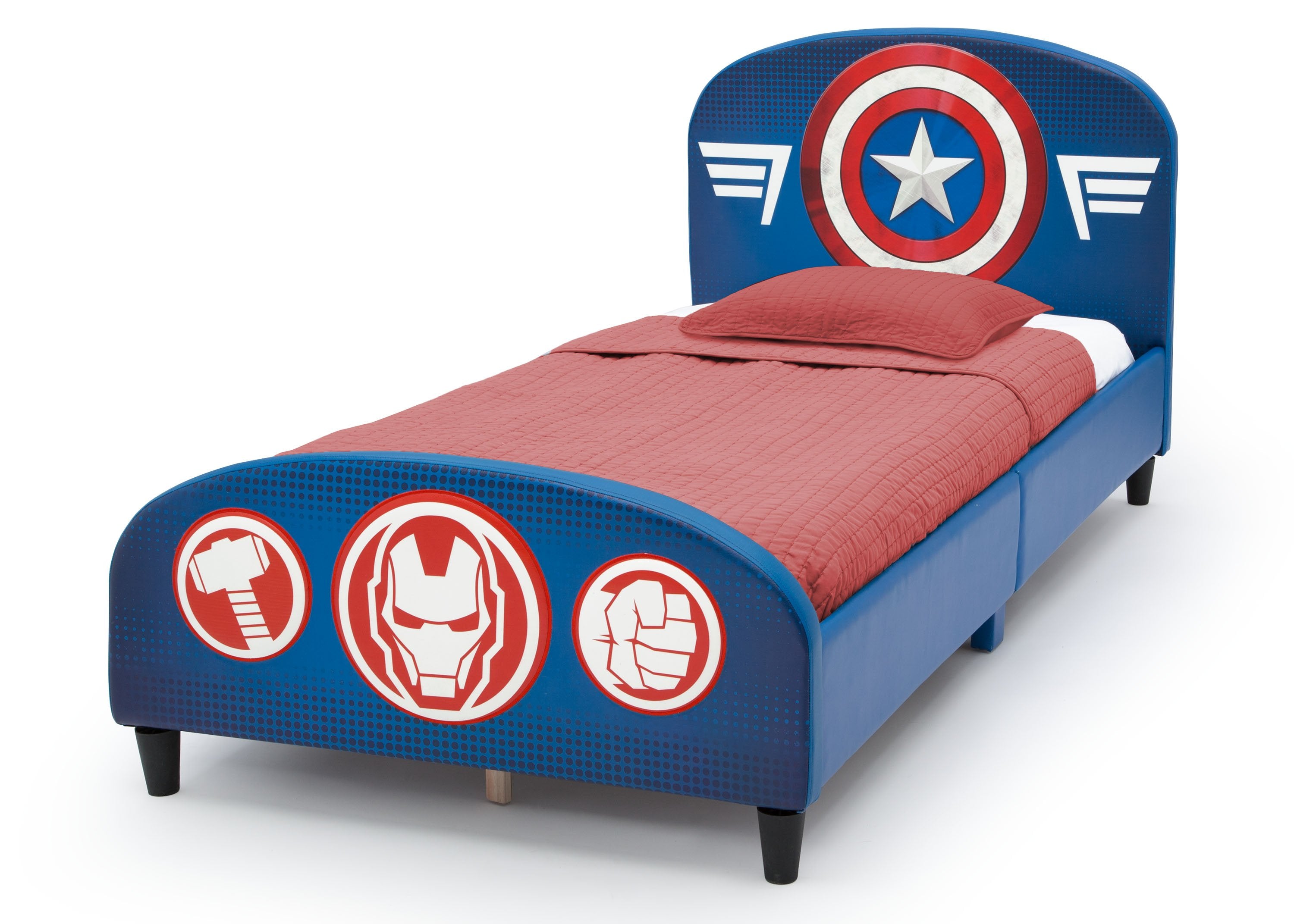 Marvel Avengers Twin Size Upholstered Bed for Kids - Superhero Themed Bedroom Furniture for Boys & Girls - Perfect for Kids' Rooms, Playrooms & Themed Bedrooms