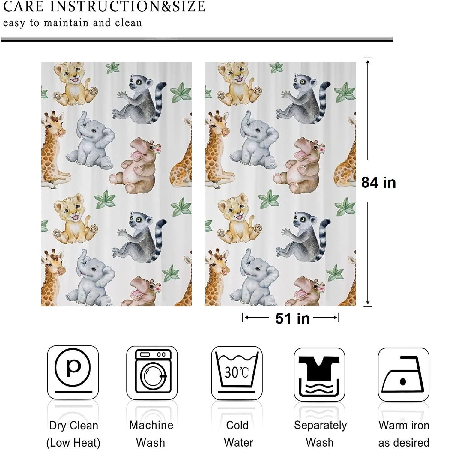 **Safari Animal Nursery Curtains for Baby Boy Room - 51