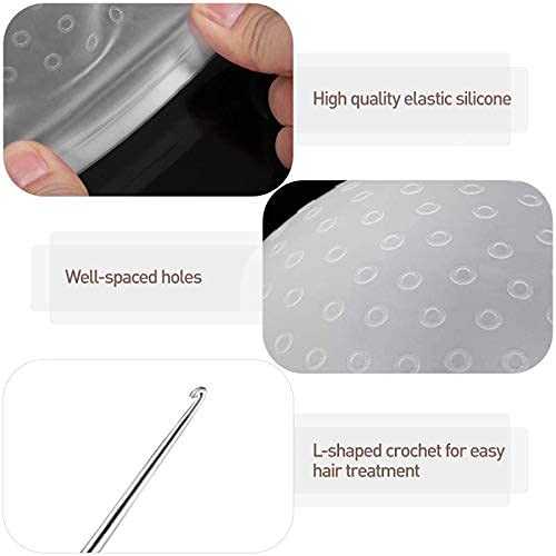 Falkiya Reusable Silicone Hair Dye Cap with Hook & Metal Needle (25x22cm) - Professional Highlighting & Frosting Cap for Salon & Home Use - Perfect for Balayage, Ombre & Hair Coloring Techniques