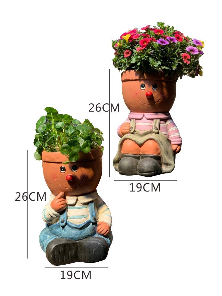 Creative Resin Cartoon Character Statue - Garden Sculpture & Flower Planter for Outdoor Decor, Living Room Ornaments | Perfect for Patio, Lawn, and Indoor Home Decoration