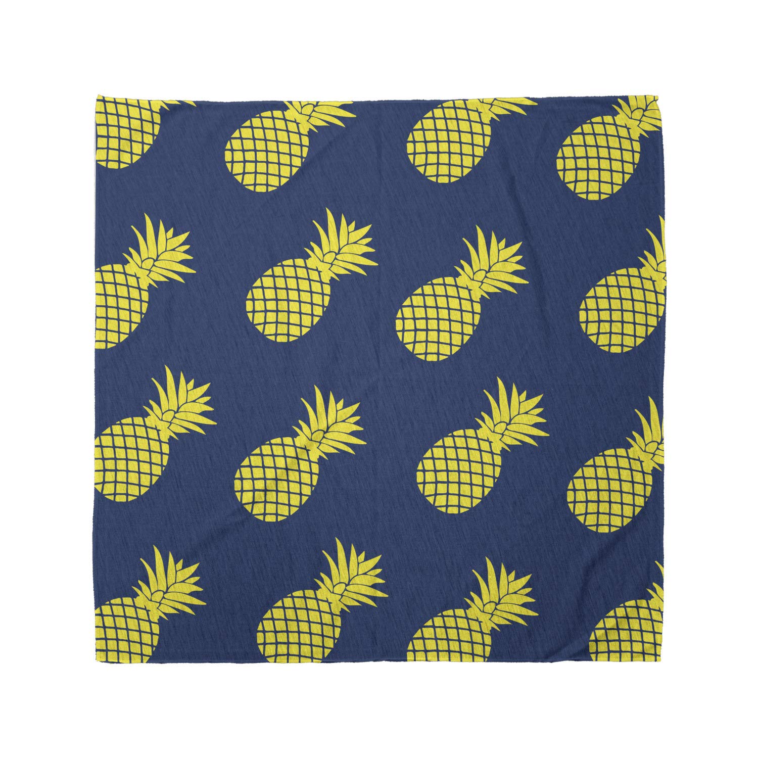 Ambesonne Unisex Bandana - Tropical Pineapple Print in Yellow & Night Blue - Stylish Headwear for Summer, Beach, Music Festivals & Outdoor Activities