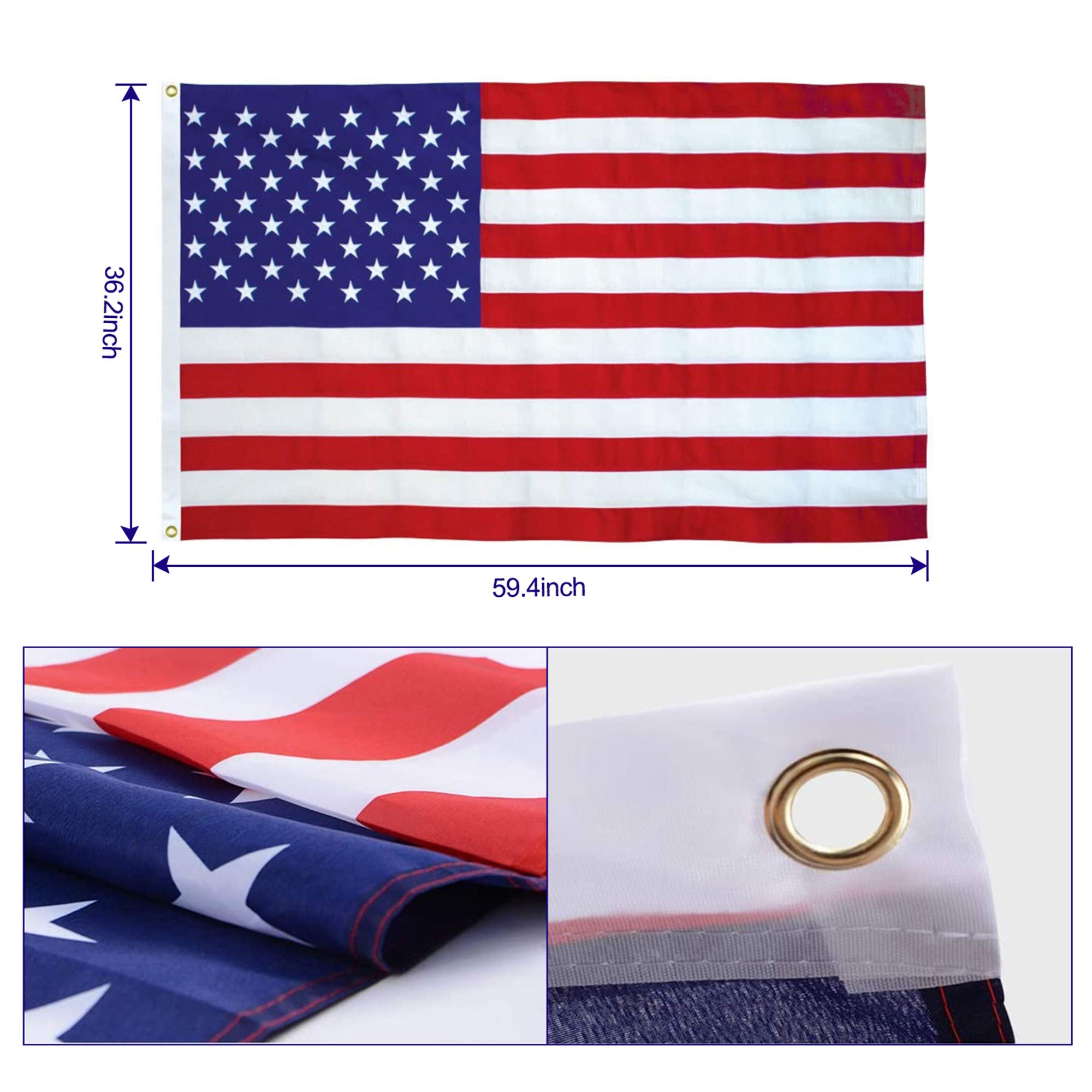25FT Heavy Duty Telescoping Flag Pole Kit - Extra Thick Aluminum Inground Flagpole with 3x5 American Flag & Golden Ball Top | Fly 2 Flags | Outdoor Use for Residential, Yard, Commercial & Patriotic Events