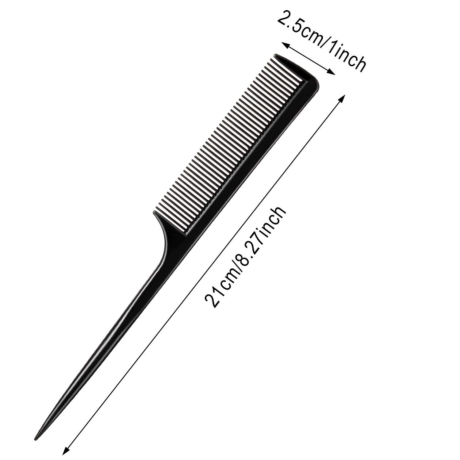10 Pack Carbon Fiber Heat Resistant Rat Tail Combs - Professional Hair Styling Pin Tail Combs for Salon, Braiding & Detangling (Black) - Perfect for Hairstylists, Extensions & Thick Hair Care