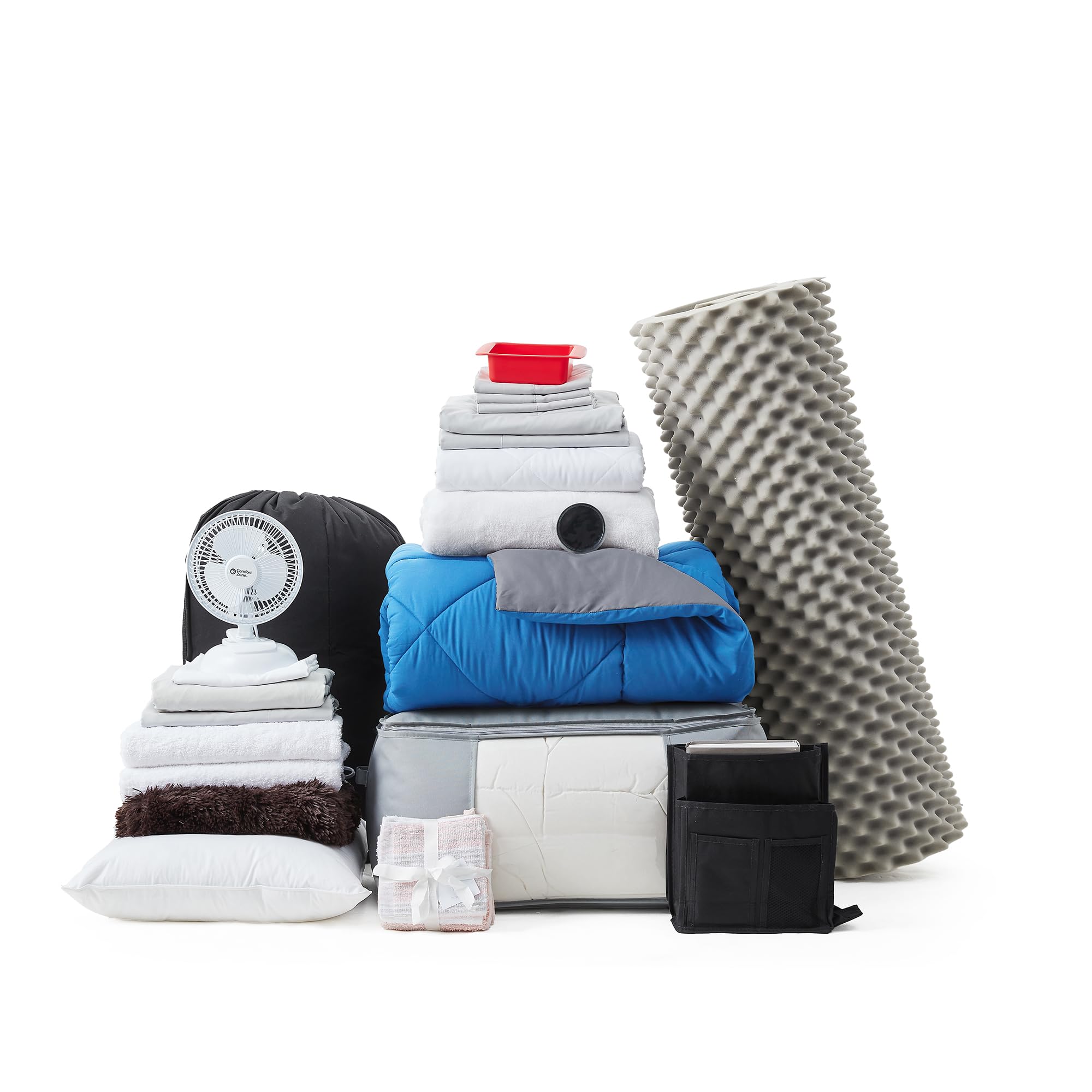Twin XL Dorm Bedding Set with Essentials - Granite Gray & Pacific Blue Comforter, Sheets, Pillowcases | Perfect for College Dorm Rooms & Small Apartments
