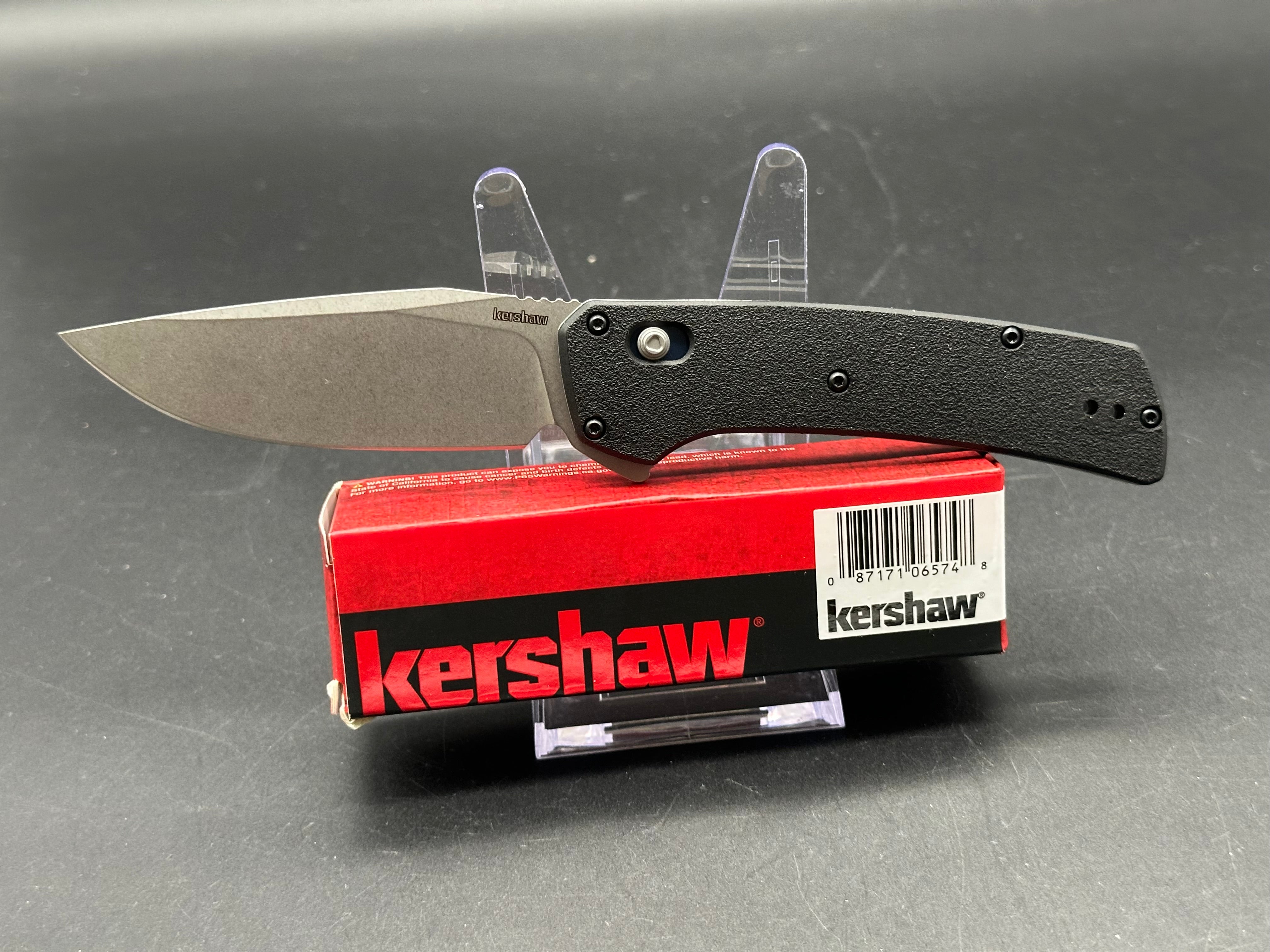 Kershaw Layup D2 Folding Knife - Stonewash Blade & Black GRN Handle - EDC Pocket Knife for Camping, Hiking, Survival and Everyday Carry