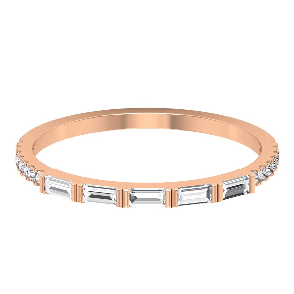 14K Solid Gold Moissanite Half Eternity Ring for Women - 1/2 CT Baguette & Round Cut Moissanite Wedding Band, Anniversary Jewelry Gift | Perfect for Bridal, Engagement, and Special Occasions