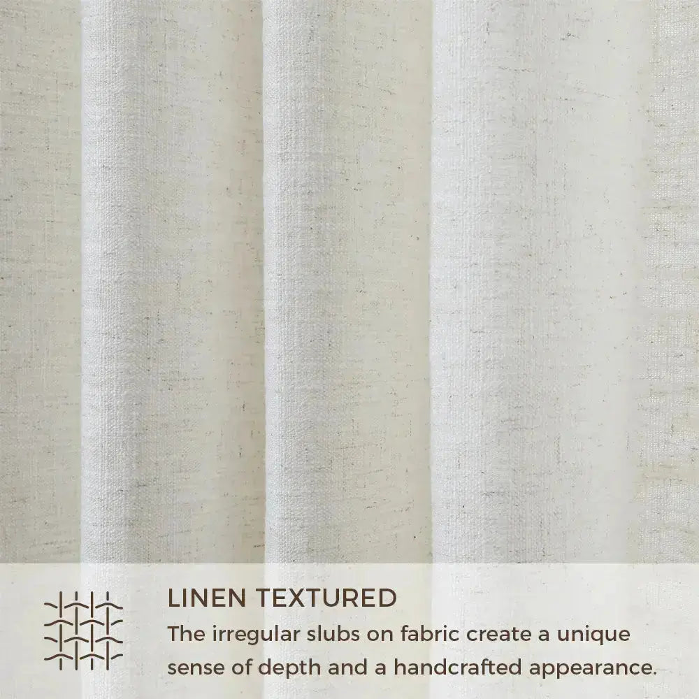 Blackout Linen Pinch Pleat Curtains for Living Room & Bedroom - Ready Made Thermal Insulated Drapes with Noise Reduction