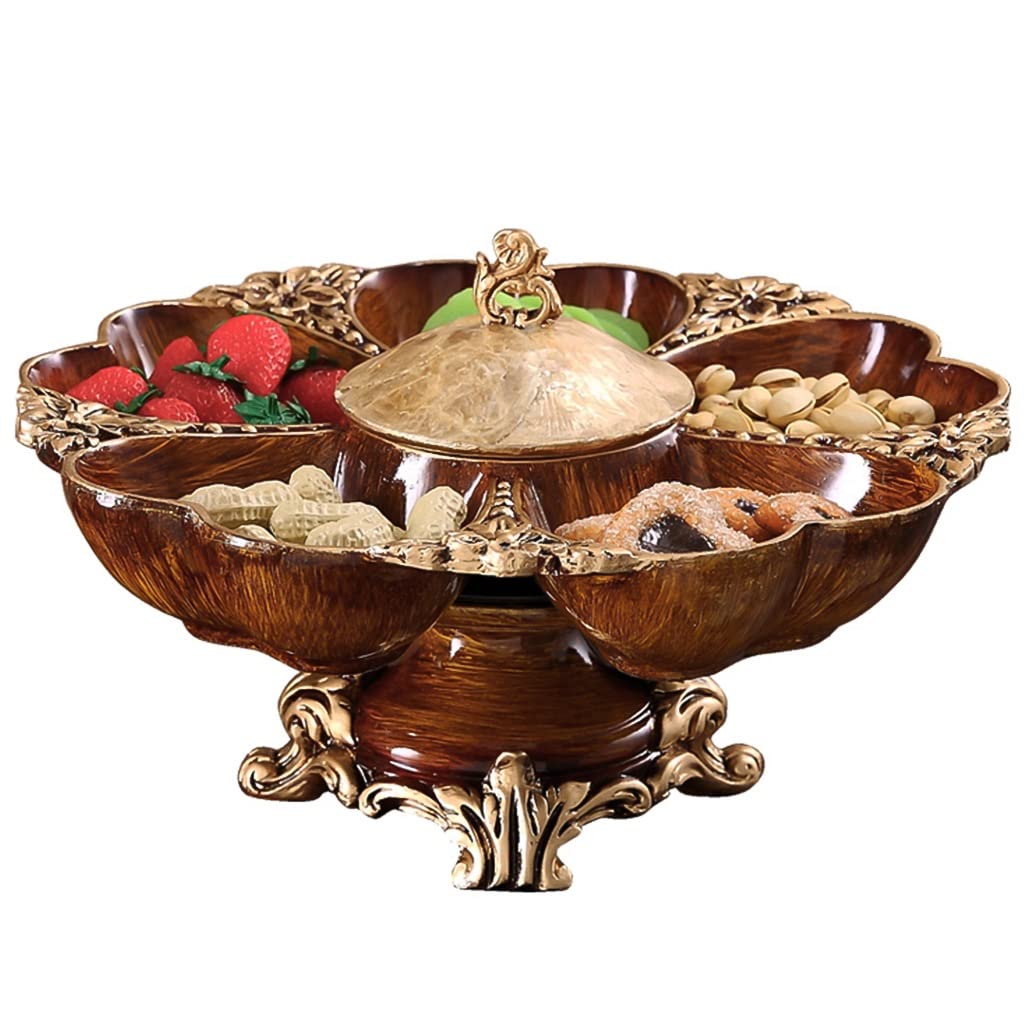 13-Inch 5-Compartment Resin Serving Tray for Candy, Nuts & Appetizers - Divided Snack Plate & Food Storage Organizer - Home Decor Dish Platter (32.5x32.5x21cm) - Perfect for Parties, Entertaining & Kitchen Organization