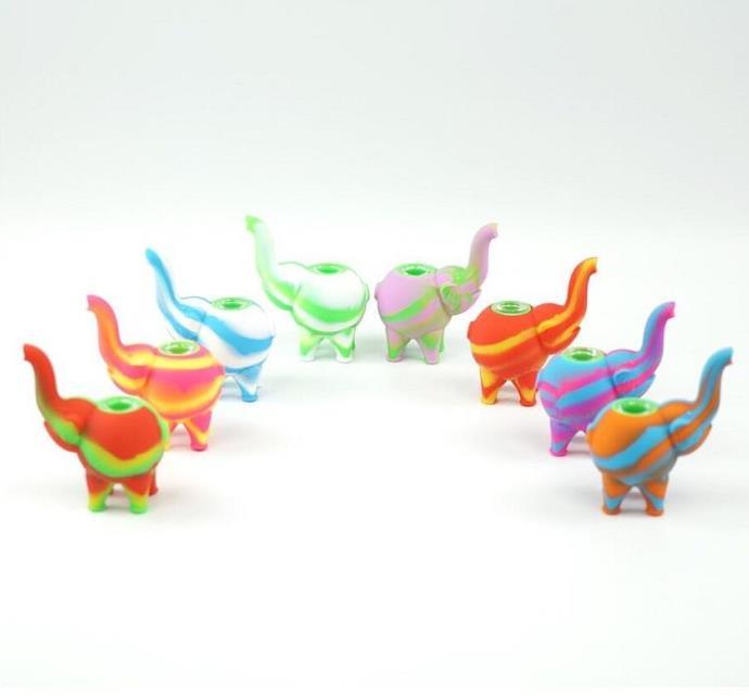 4.9 Inch Silicone Mini Bubbler Elephant Water Pipe - Food Grade Oil Rig with Multiple Color Options | Portable & Durable for Travel, Camping, and Home Use