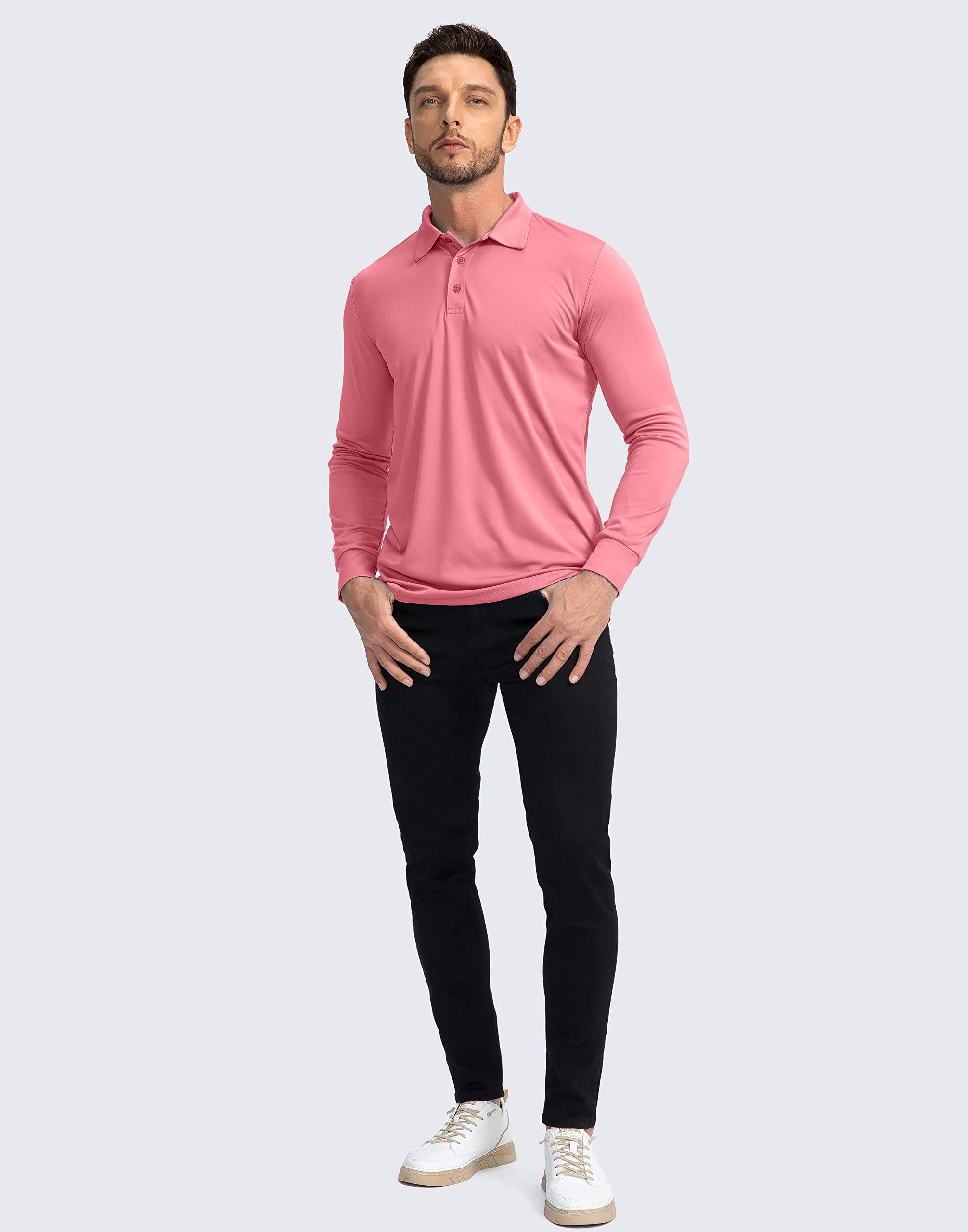 Men's Long Sleeve Polo Shirt - UPF 50+ Sun Protection Golf & Work Shirt - Lightweight Breathable for Outdoor Activities, Fishing & Casual Wear