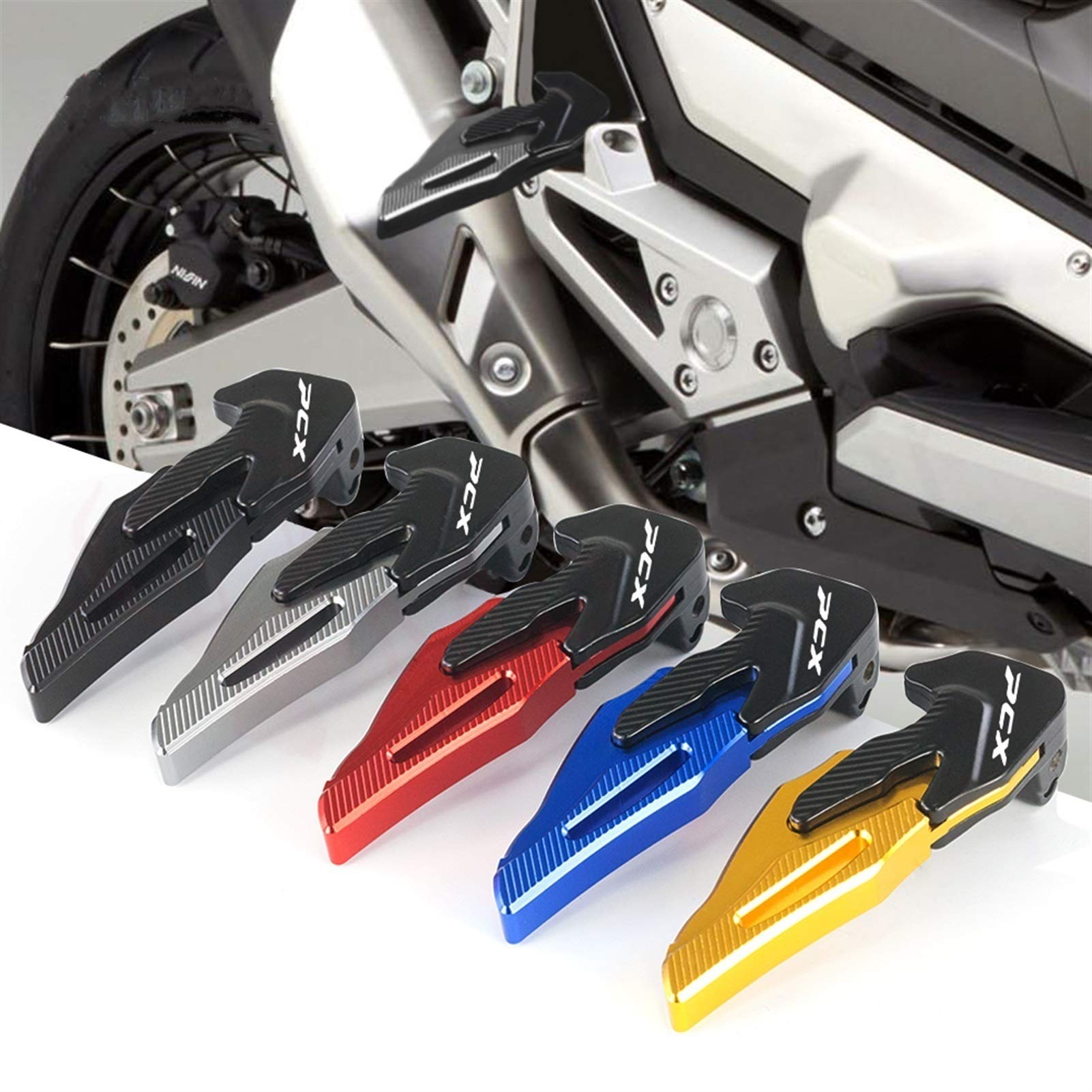 Motorcycle Foot Pegs for Honda ADV150 2019-2021 - Rear Passenger Footrests & Footboards - Durable PCX Black Motorcycle Accessories for Comfortable Riding & Long-Distance Travel