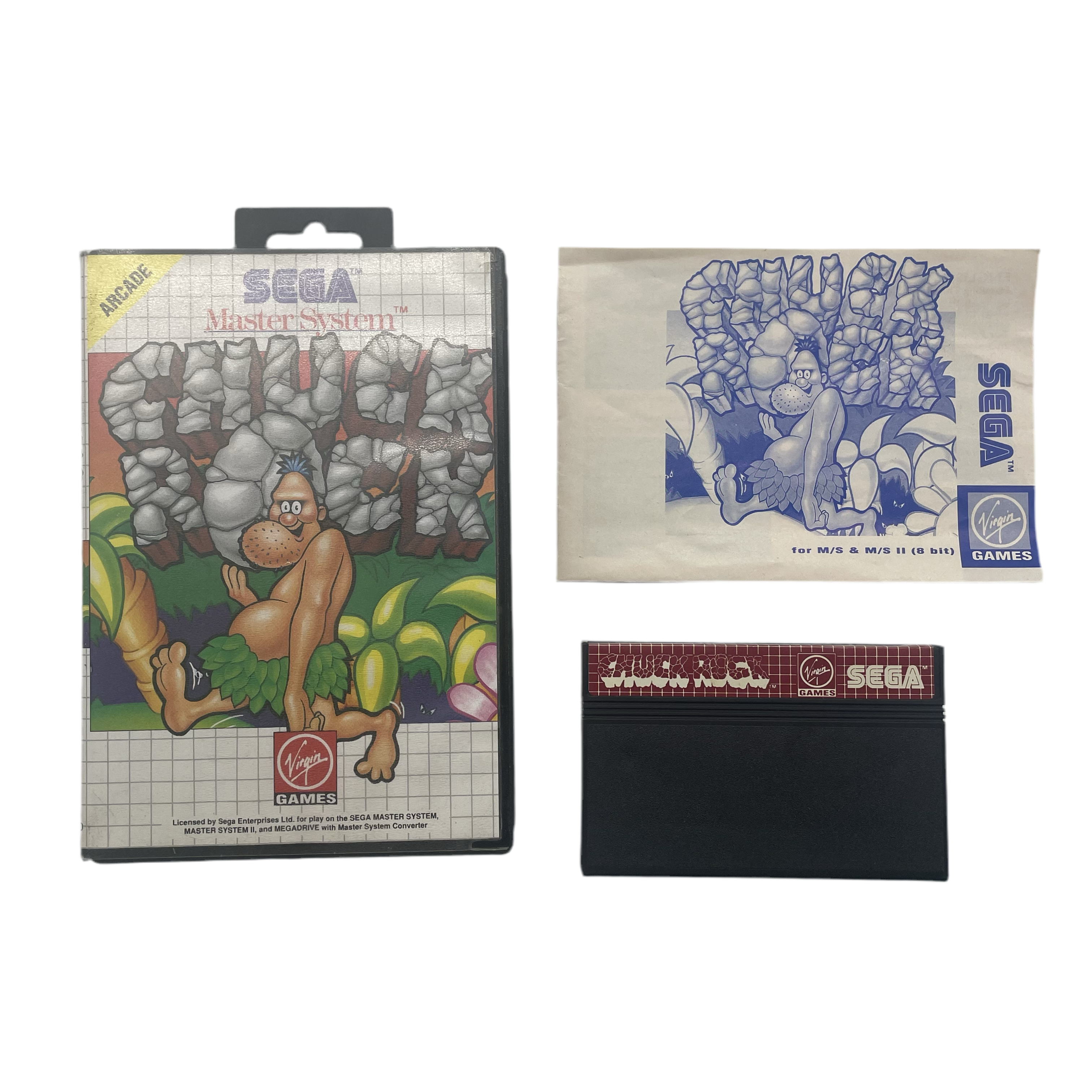 Vintage Chuck Rock Sega Master System Game with Original Manual - PAL Version - Perfect for Retro Gaming Collectors & Classic Console Enthusiasts