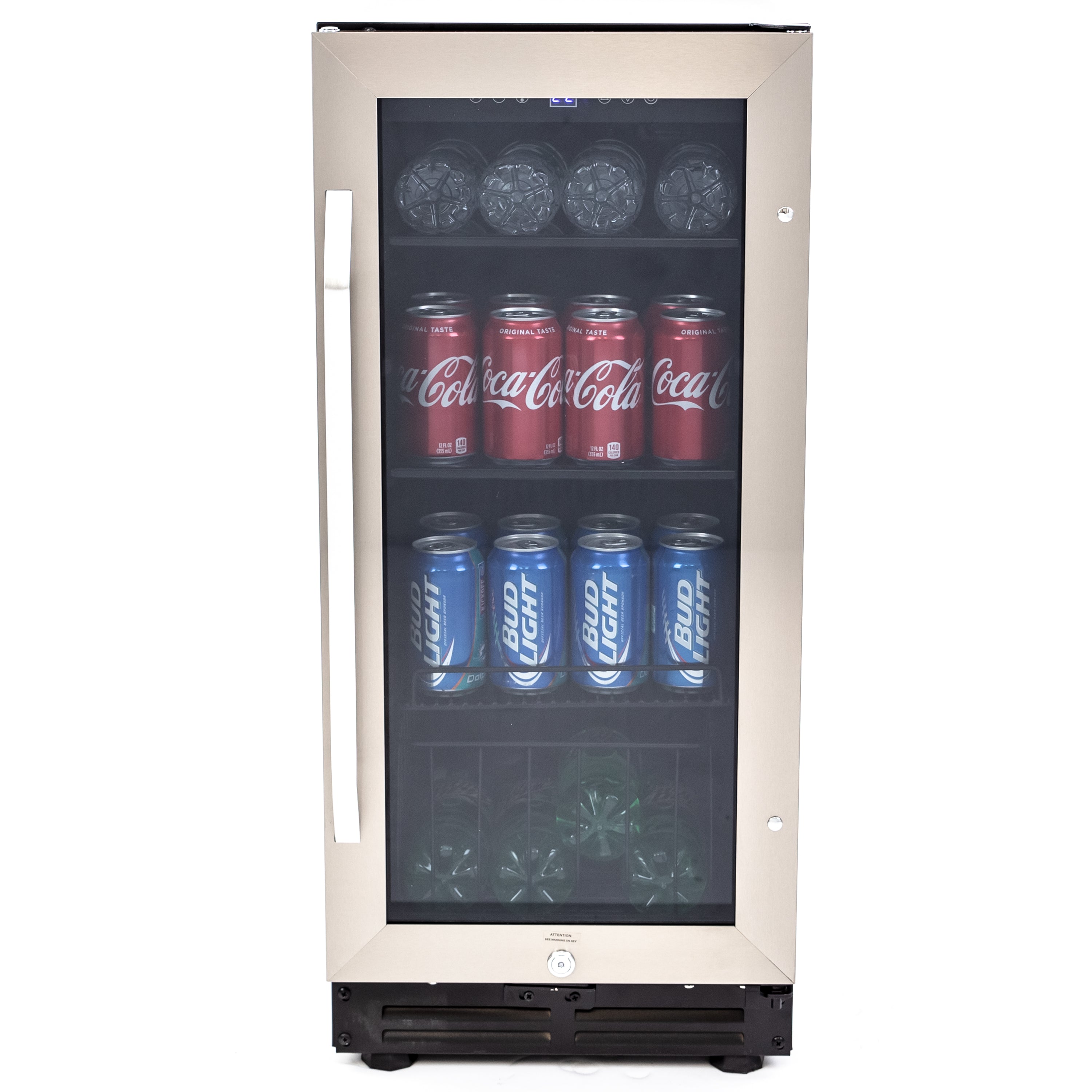 Avanti BCA3115S3S Stainless Steel Beverage Cooler - 72 Can Capacity, Black Cabinet for Home Bar, Office, or Party Use