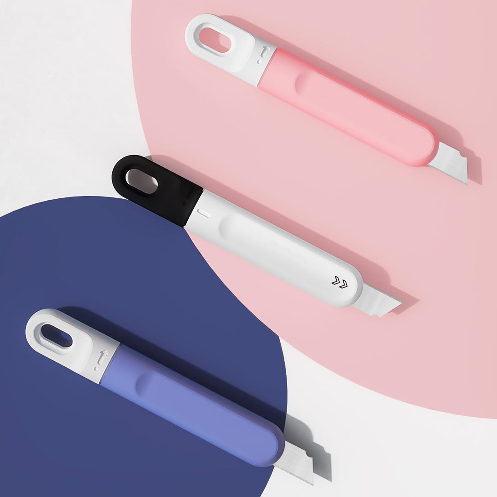 3-Pack Pink Mini Box Cutters - Retractable Utility Knife with Rotating Blade for Women | Home, Office, Travel & DIY Package Opener | Perfect for Unboxing, Crafting & Everyday Use