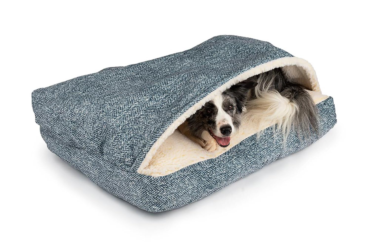 Luxury Cozy Cave Dog Bed - Microsuede Rectangle Pet Bed for Large Dogs, Showdog Collection, Palmer Indigo | Perfect for Indoor Use, Crate Training & Comfortable Napping