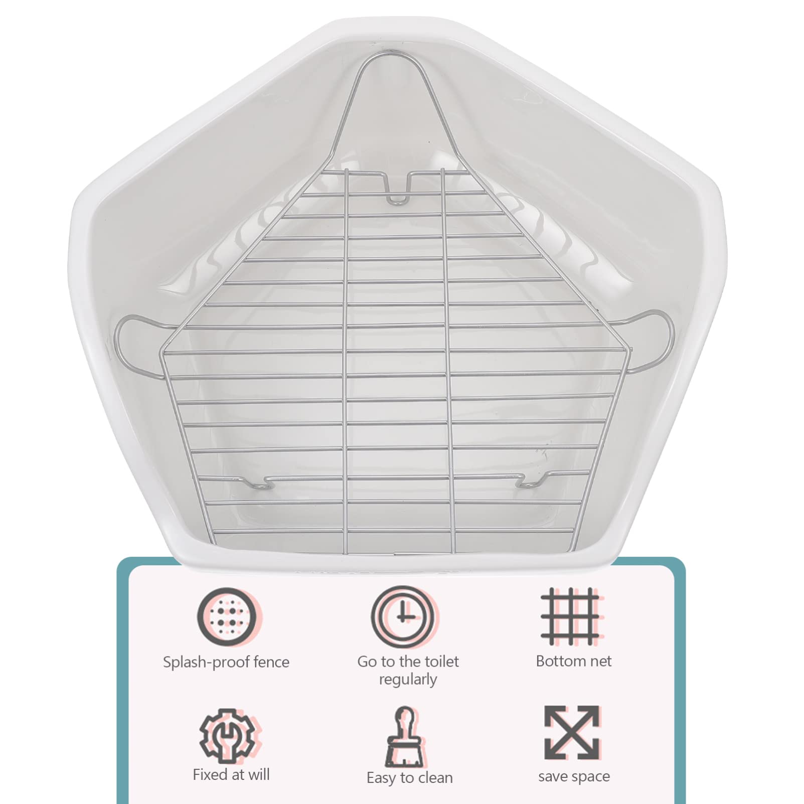 Ceramic Rabbit Litter Box - Corner Small Animal Toilet for Bunnies, Hamsters, Guinea Pigs & Chinchillas | White Pet Potty Trainer with Litter Tray | Perfect for Cage & Indoor Use
