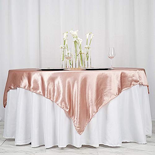 10 Pack Mauve Satin Square Tablecloth 72x72 Inch - Elegant Wedding Reception Party Table Linens, Kitchen Dining Decor for Home & Events
