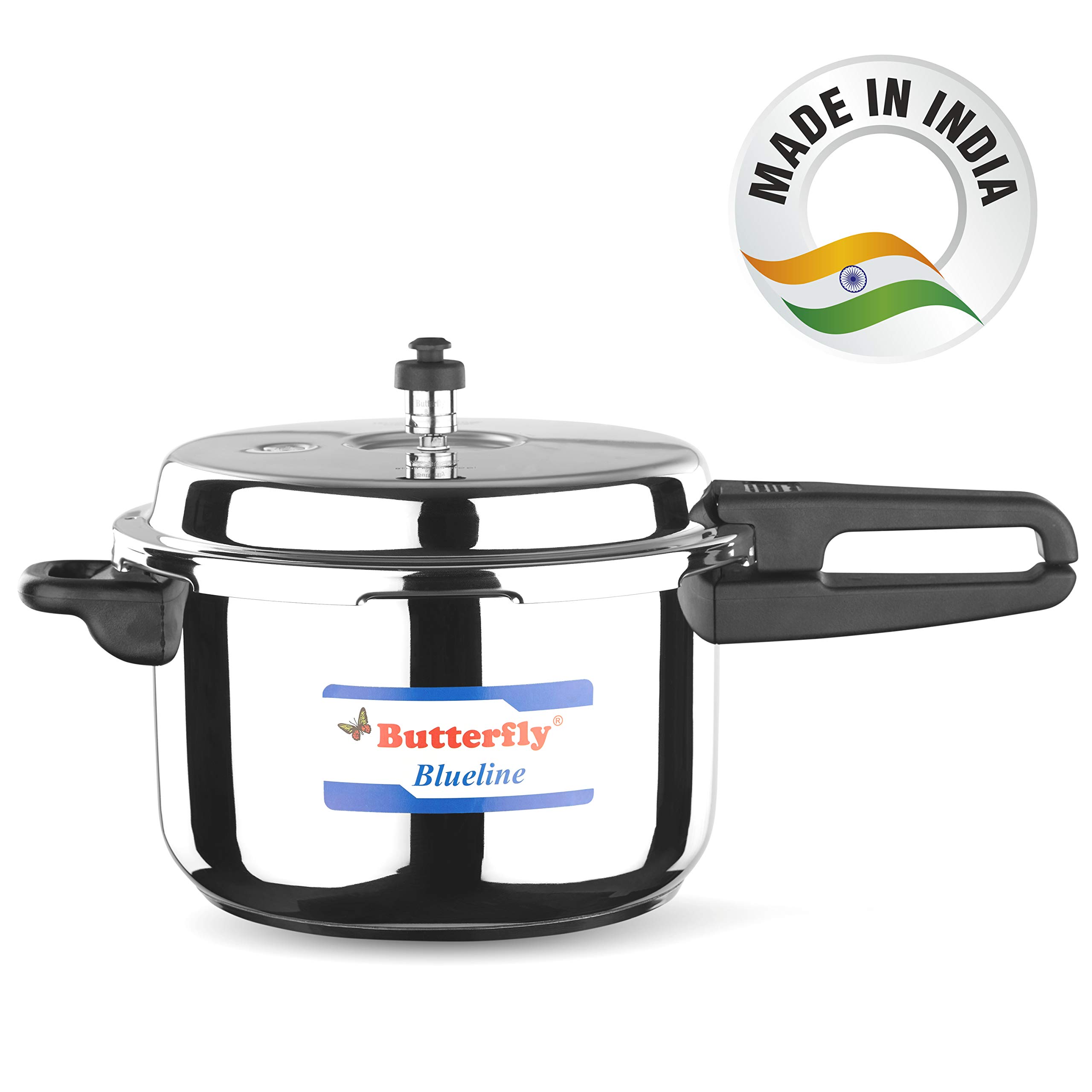 Premium Blue Line Stainless Steel Pressure Cooker 7.5L - Fast & Safe Cooking for Soups, Stews & Meals | Perfect for Home Kitchens & Camping