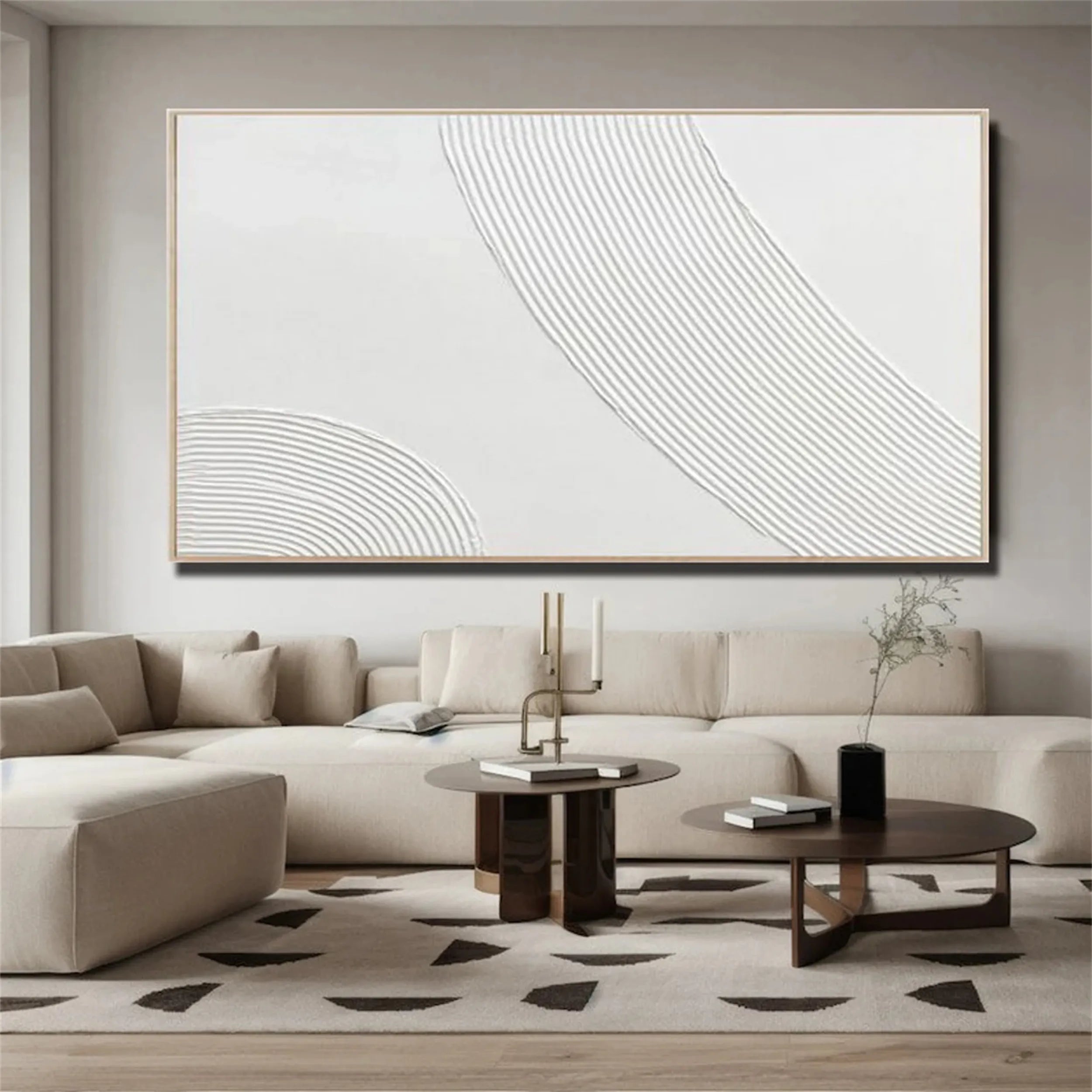 White Minimalist Textured Painting Canvas #MM204 - Premium Abstract Wall Art for Modern Home & Office Decor