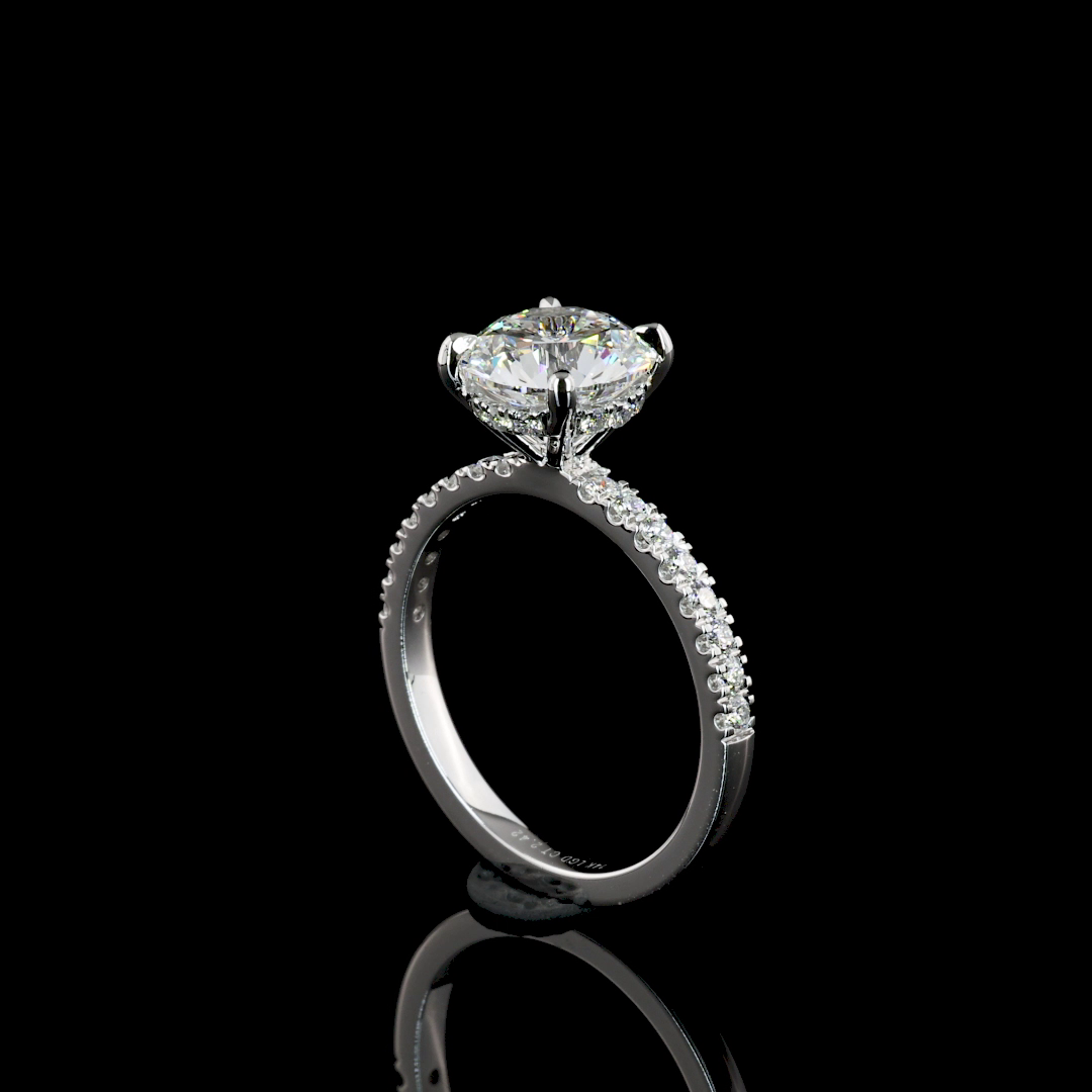 2.37 Carat Lab Grown Round E VVS2 Diamond Engagement Ring in 14K White Gold with Hidden Halo - Perfect for Proposals, Weddings & Anniversary Gifts