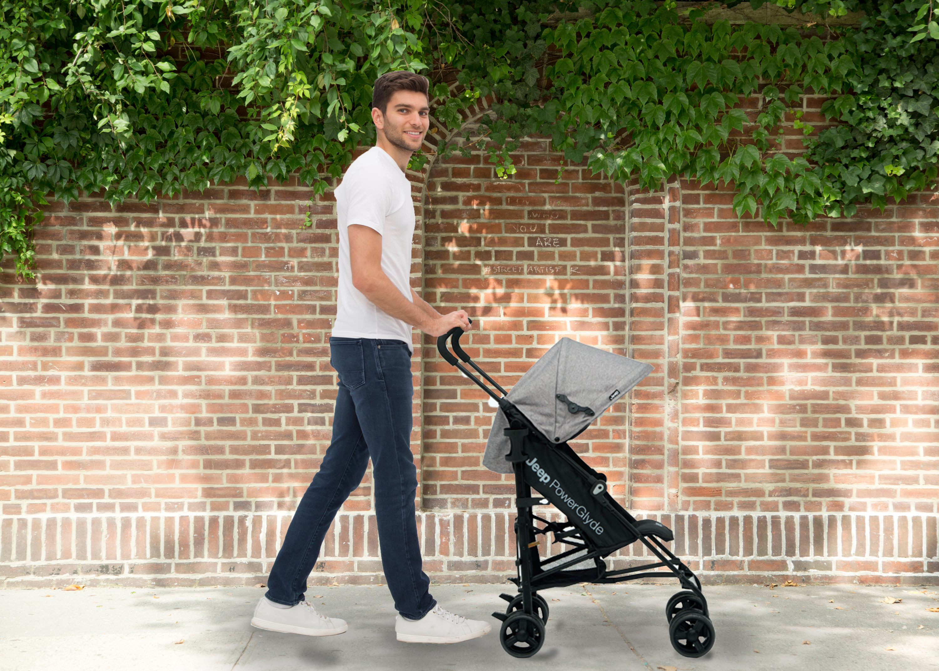 Jeep PowerGlyde Stroller - Lightweight Compact Travel Stroller with One-Hand Fold, Adjustable Canopy & Storage Basket - Perfect for Travel, Shopping & Everyday Use