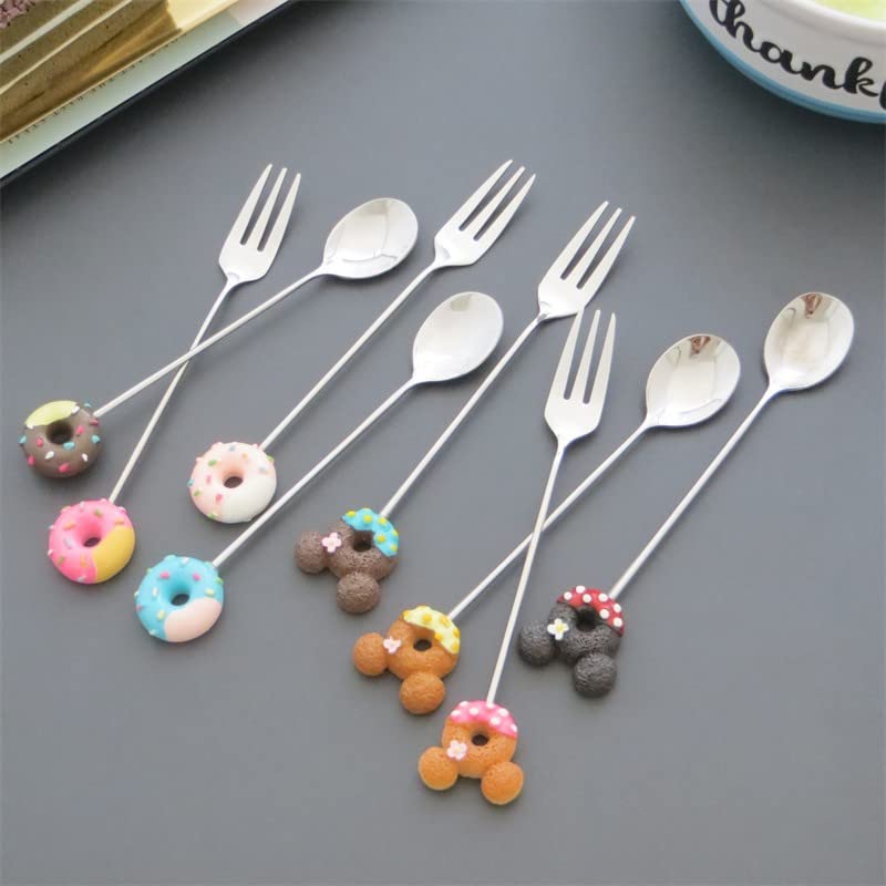 JOONOR 8-Piece Donut-Shaped Stainless Steel Forks for Desserts & Salads