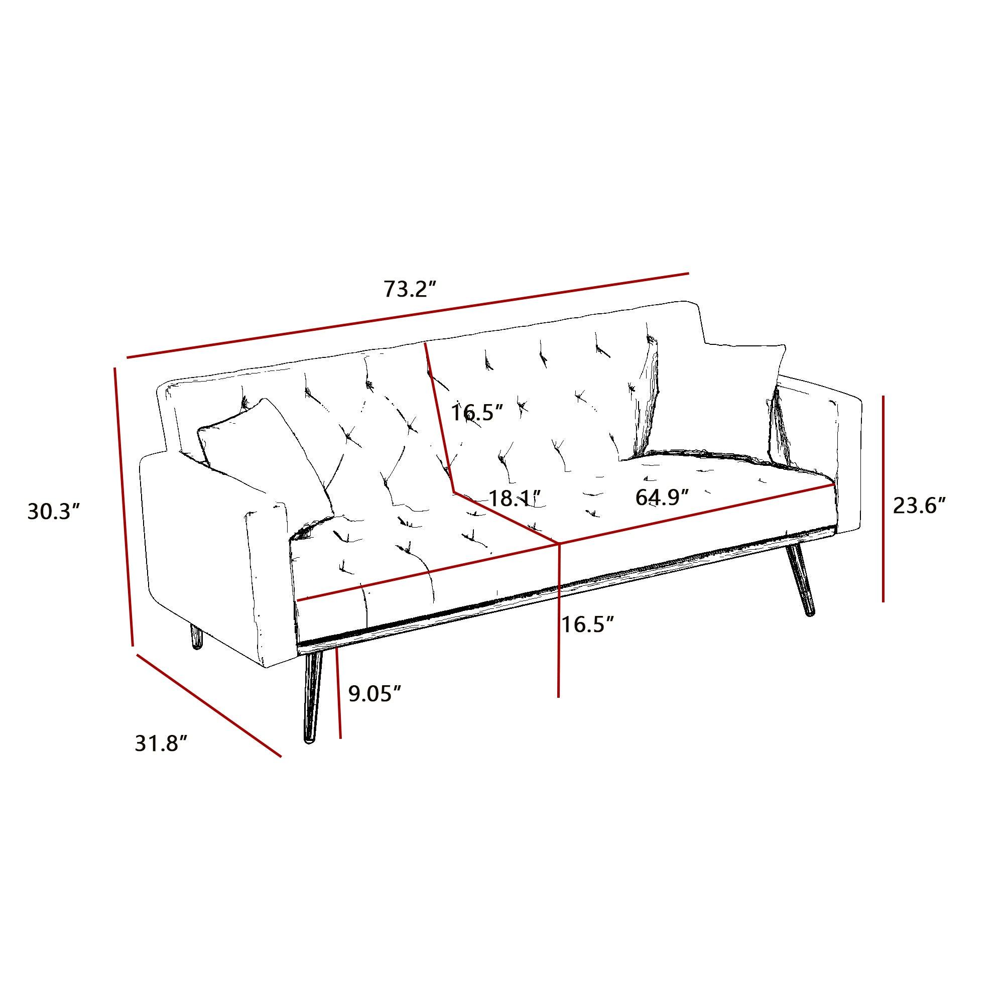Black Convertible Folding Futon Sofa Bed - Space Saving Sleeper Couch for Small Apartments, Guest Rooms & Compact Living Spaces | Perfect for Studio Apartments, Dorms & Office Lounges