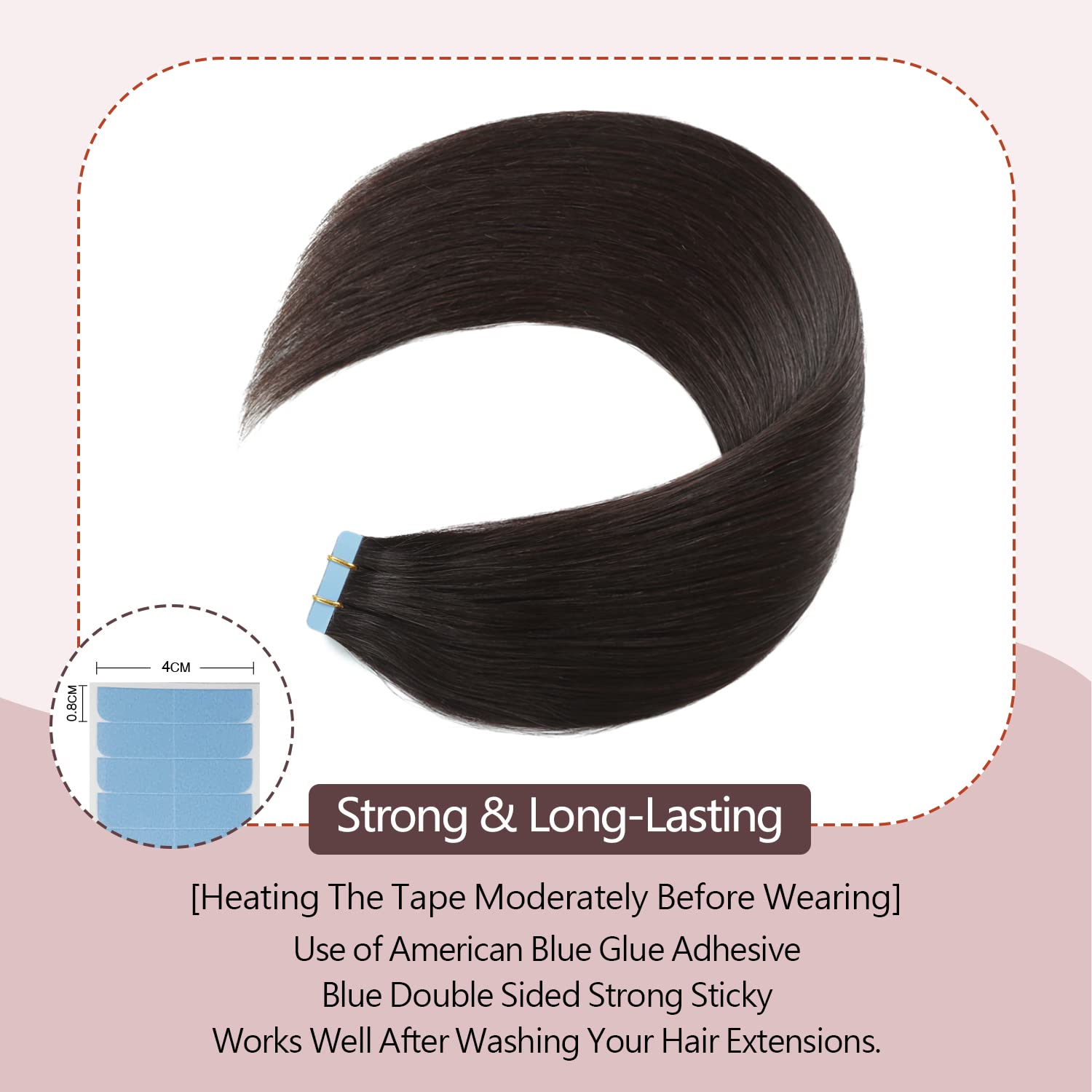 Sunya 20-Inch Tape in Hair Extensions - Silky Straight Remy Human Hair, Seamless Skin Weft, #1B Natural Black, 50g (20Pcs/Pack) - Perfect for Daily Wear, Parties & Special Occasions