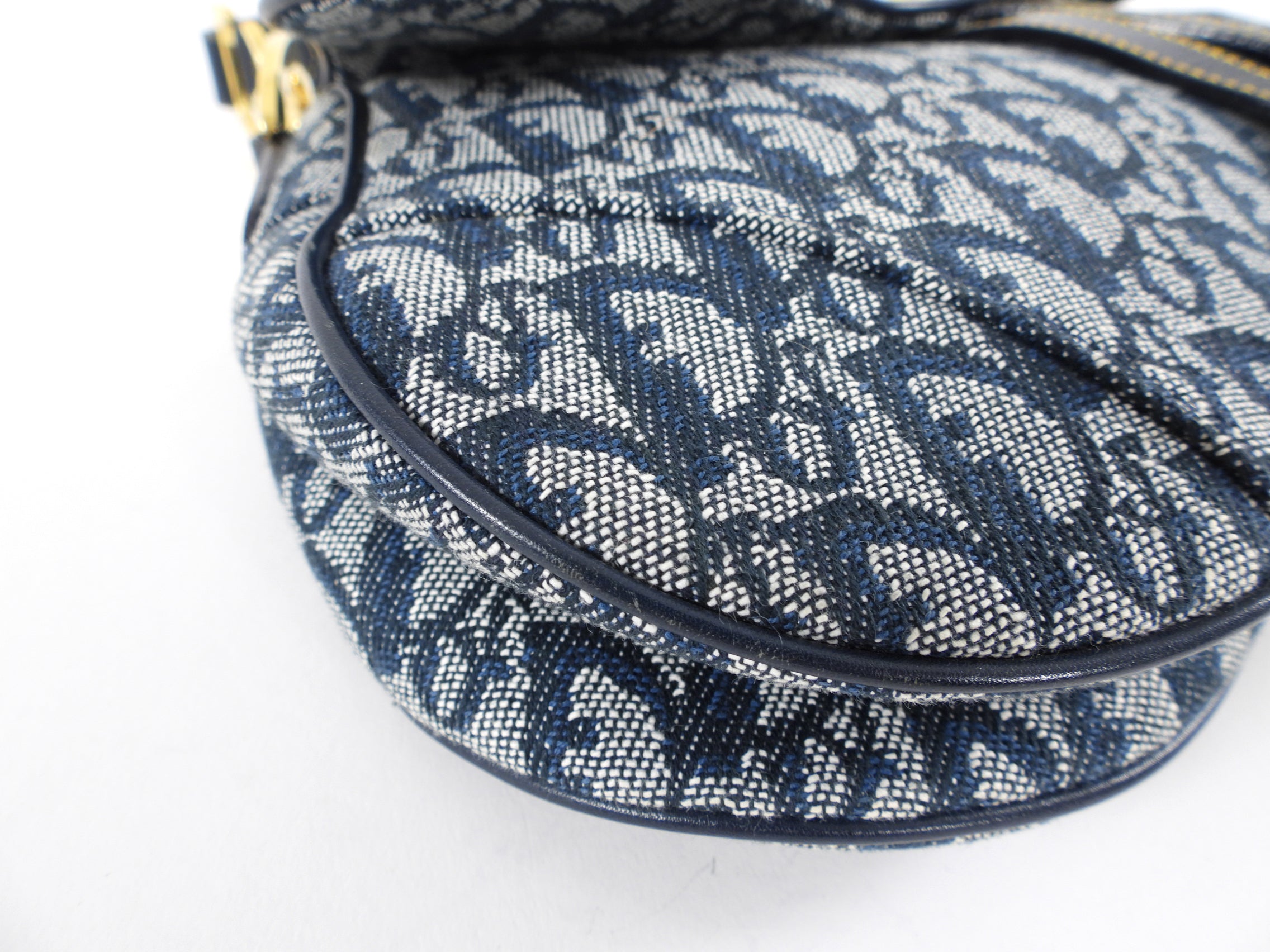 Vintage Christian Dior Saddle Bag in Blue Oblique with Gold Hardware - Perfect for Everyday Use, Parties & Fashion Events