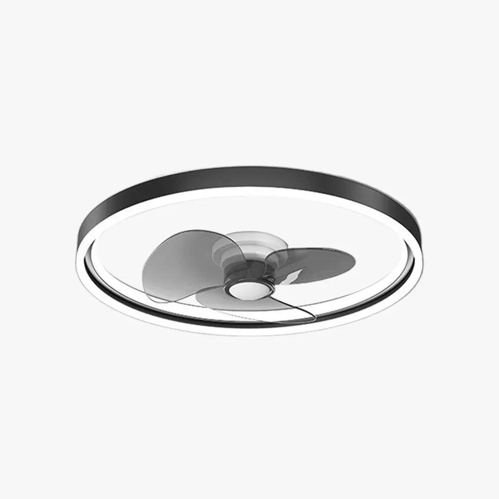 Modern Round Black Ceiling Fan with Light - Perfect for Bedroom, Living Room & Home Office Cooling & Lighting
