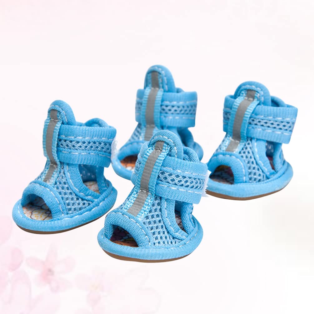 Breathable Mesh Dog Boots for Small Dogs - 4pcs Summer Dog Shoes with Anti-Slip Soles - Perfect for Puppy Walking, Beach Trips & Hot Pavement Protection